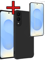 BTH BTH Samsung Galaxy S25 Edge Hoesje Siliconen Met Screenprotector - Zwart