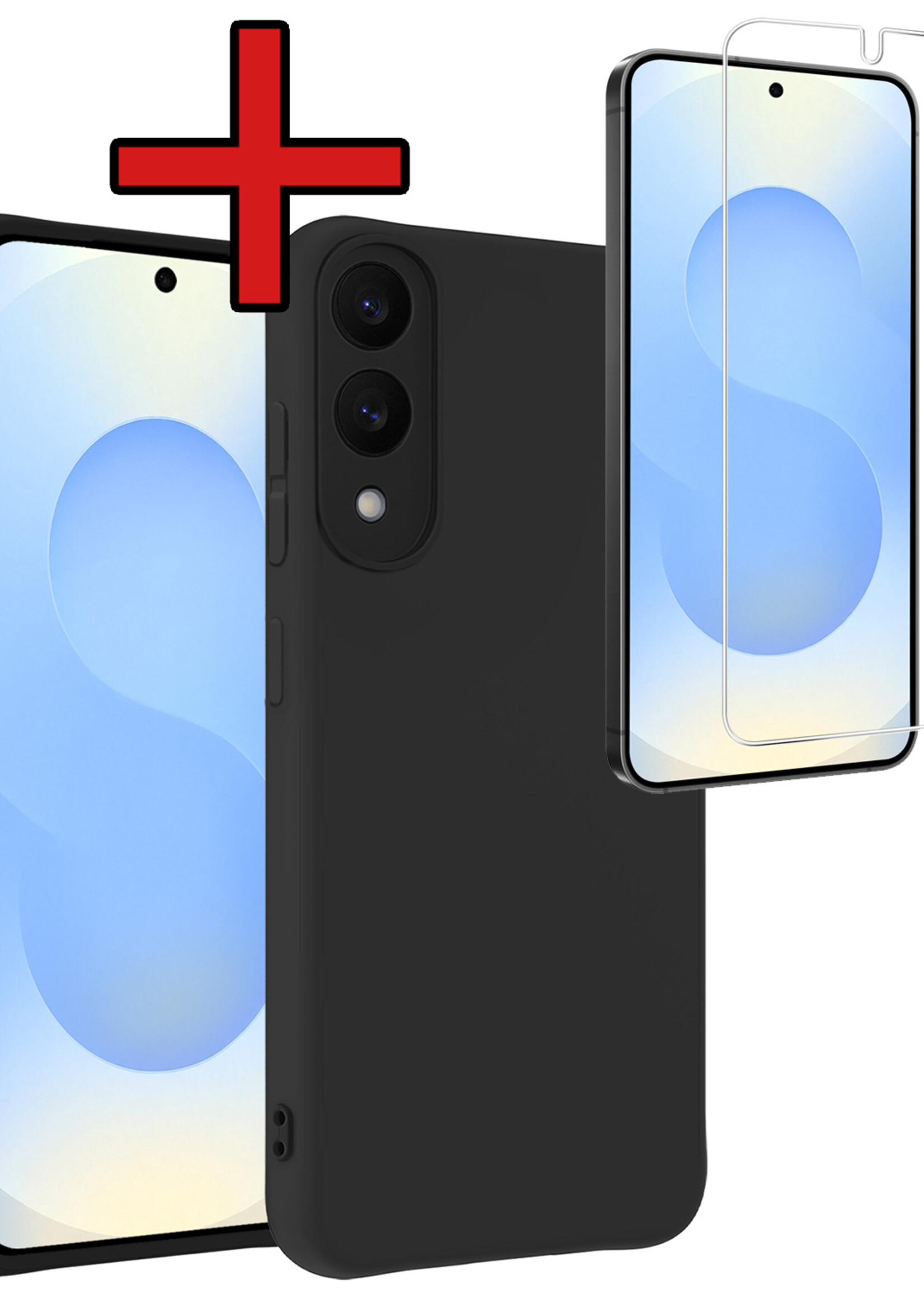 BTH BTH Samsung Galaxy S25 Edge Hoesje Siliconen Met Screenprotector - Zwart