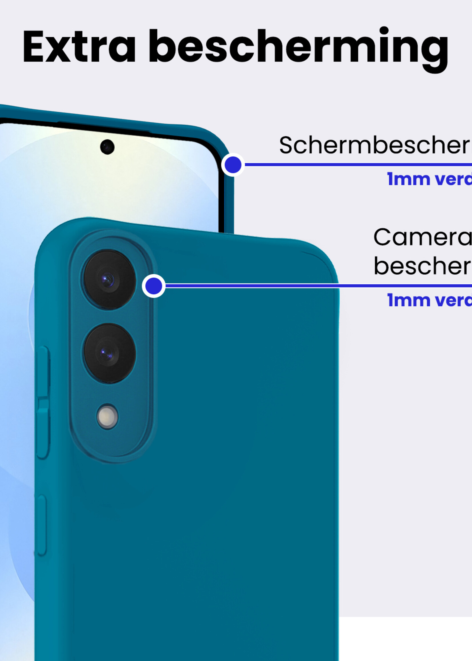 BTH BTH Samsung Galaxy S25 Edge Hoesje Siliconen Met 2x Screenprotector - Donkerblauw