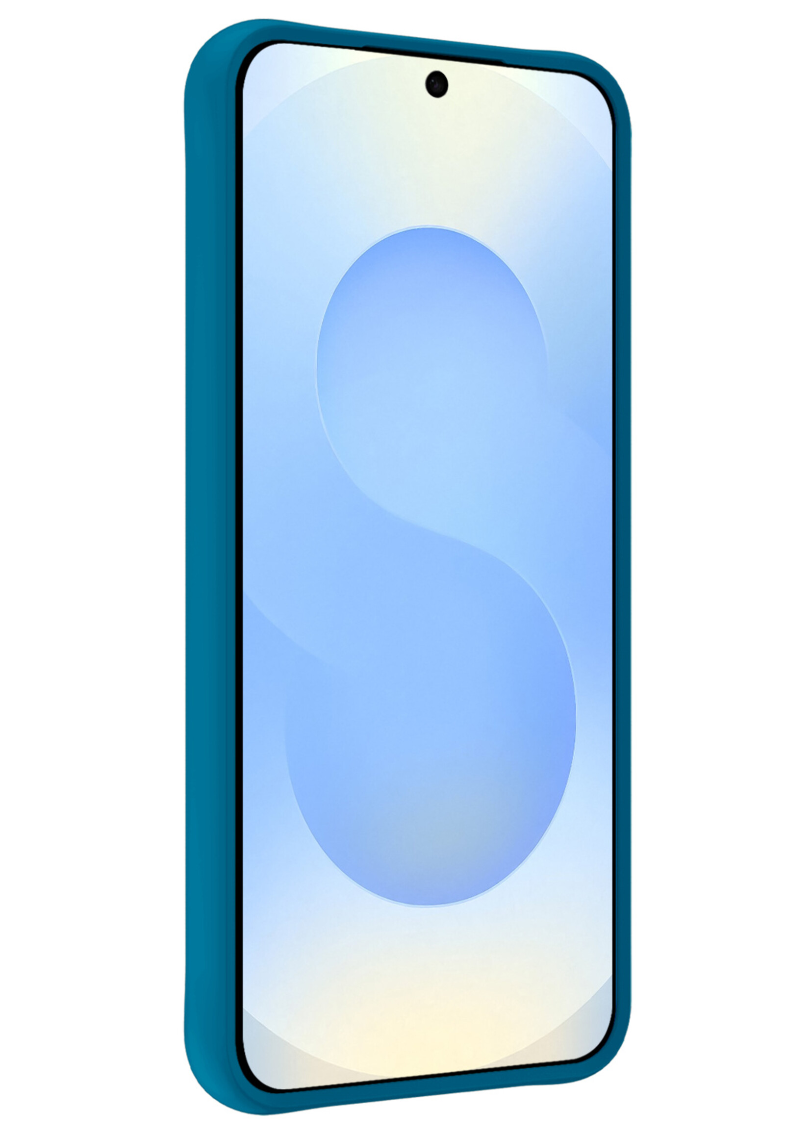BTH BTH Samsung Galaxy S25 Edge Hoesje Siliconen Met 2x Screenprotector - Donkerblauw