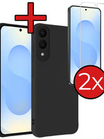 BTH BTH Samsung Galaxy S25 Edge Hoesje Siliconen Met 2x Screenprotector - Zwart