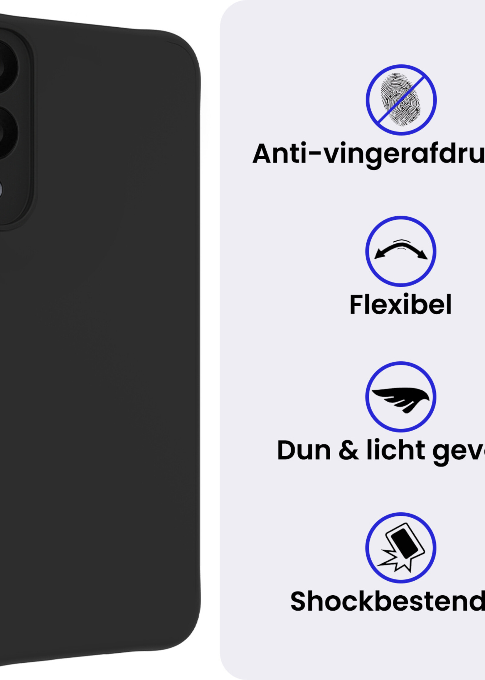 BTH BTH Samsung Galaxy S25 Edge Hoesje Siliconen Met 2x Screenprotector - Zwart