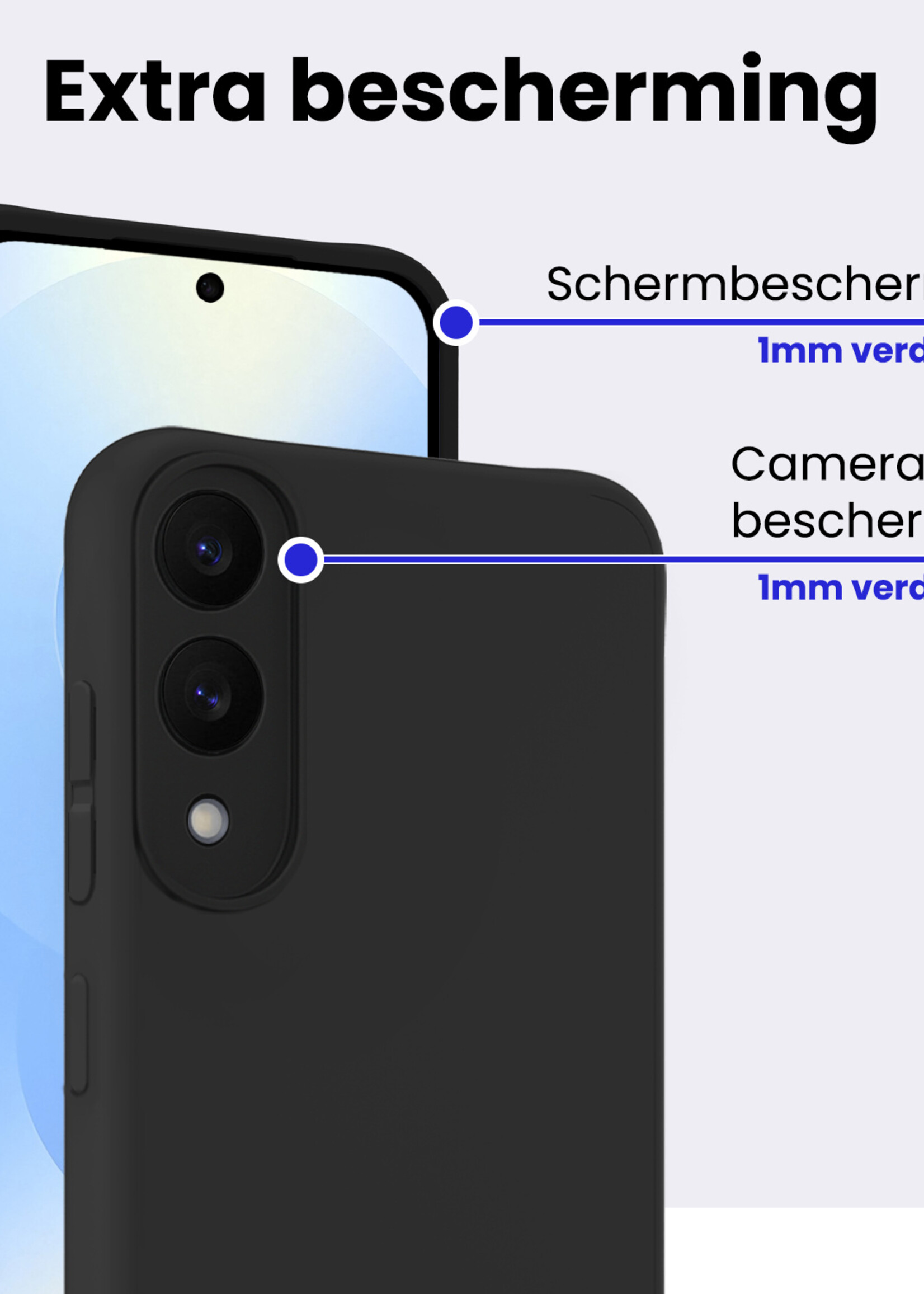 BTH BTH Samsung Galaxy S25 Edge Hoesje Siliconen Met 2x Screenprotector - Zwart