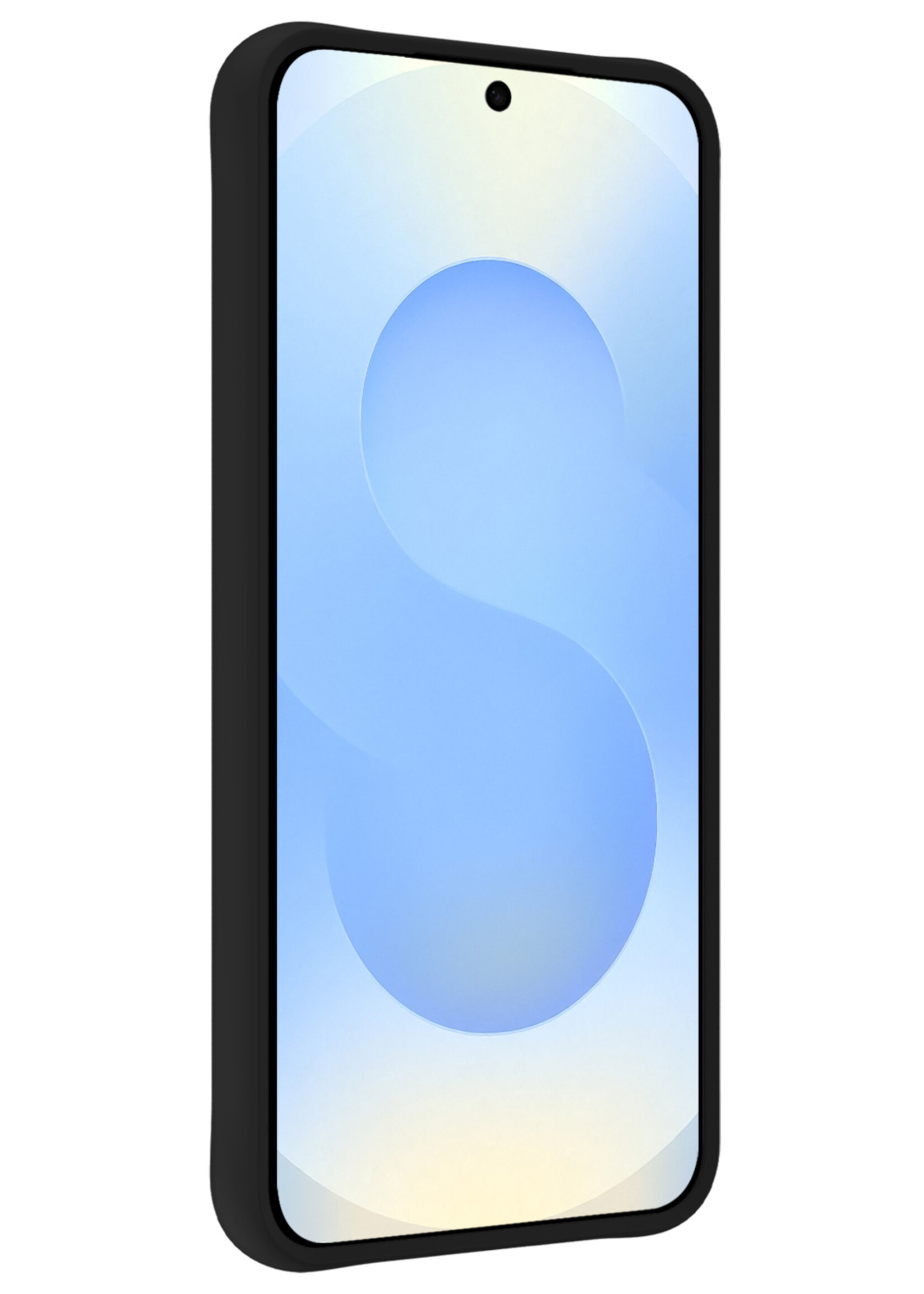 BTH BTH Samsung Galaxy S25 Edge Hoesje Siliconen Met 2x Screenprotector - Zwart