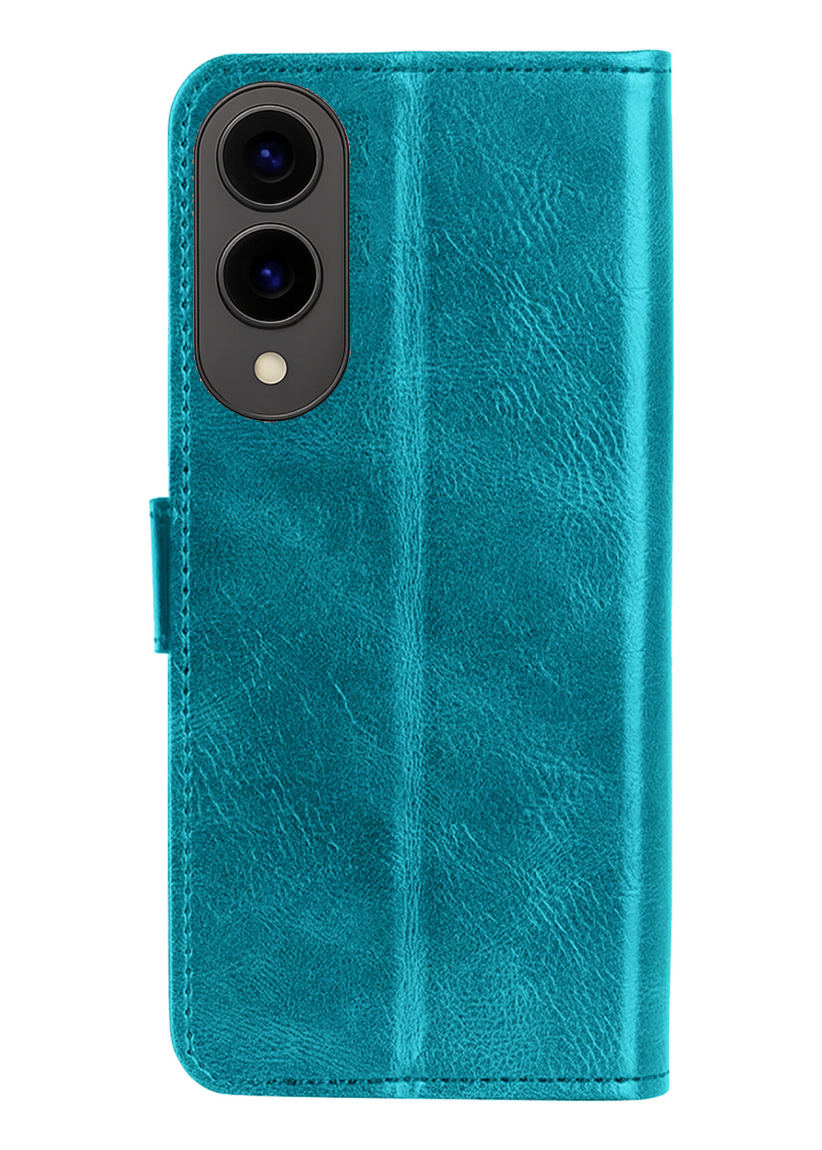 BTH BTH Samsung Galaxy S25 Edge Hoesje Bookcase Met Screenprotector - Turquoise