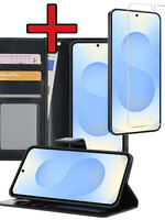 BTH BTH Samsung Galaxy S25 Edge Hoesje Bookcase Met Screenprotector - Zwart