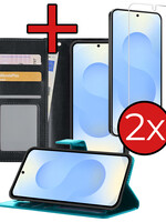 BTH BTH Samsung Galaxy S25 Edge Hoesje Bookcase Met 2x Screenprotector - Zwart