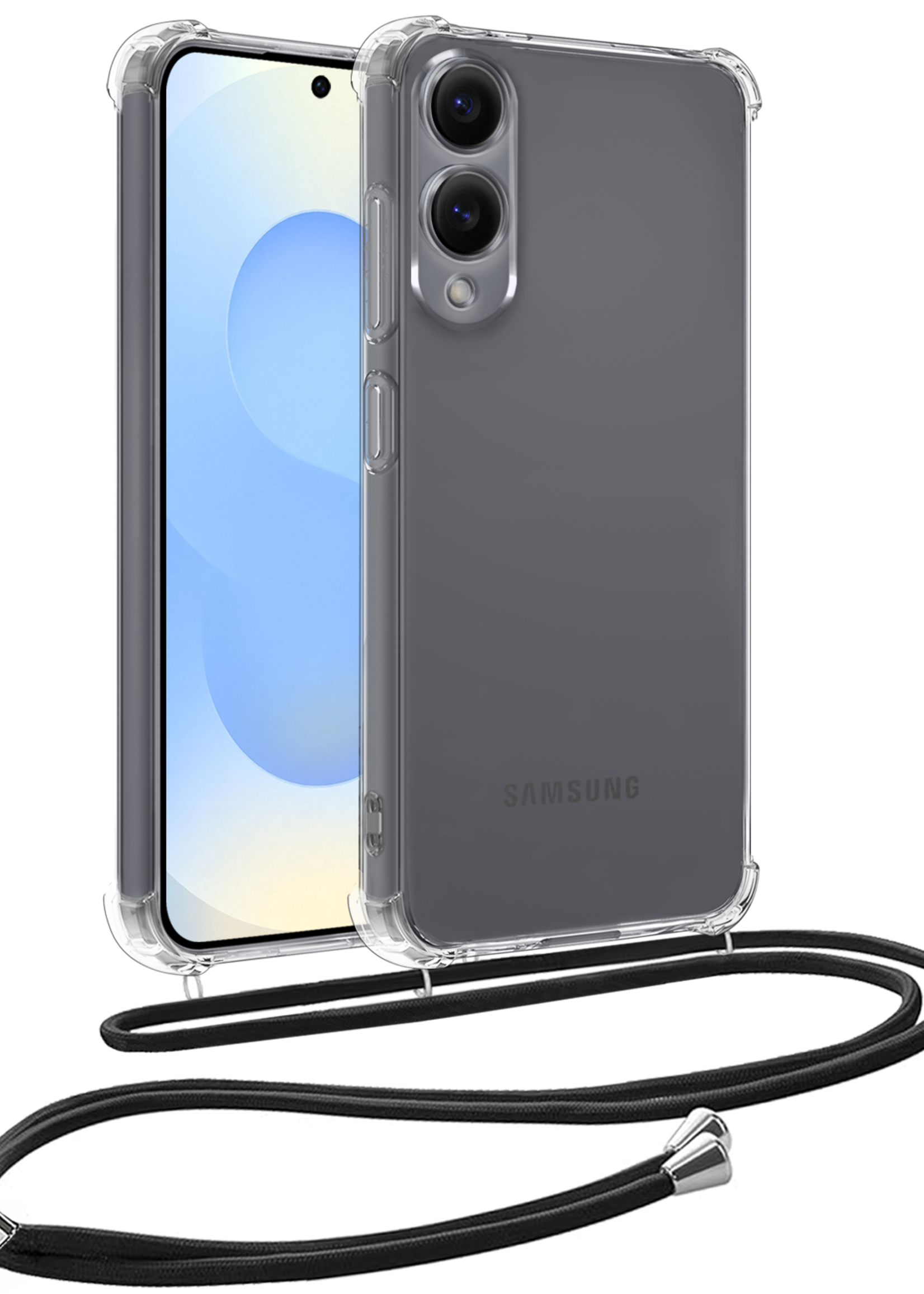 BTH BTH Samsung Galaxy S25 Edge Hoesje Transparant Shockproof Met Zwart Koord