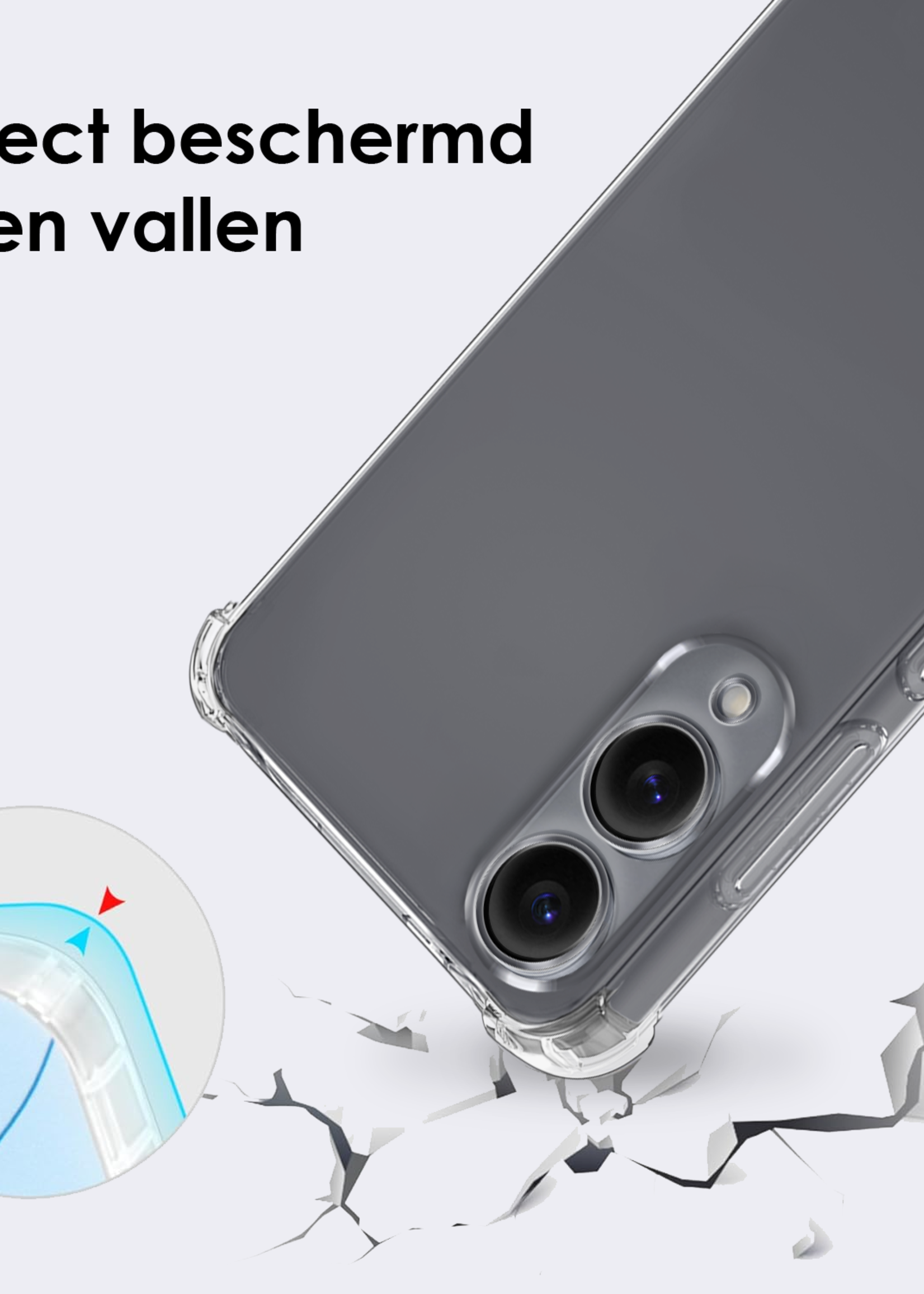 BTH BTH Samsung Galaxy S25 Edge Hoesje Transparant Shockproof Met Zwart Koord