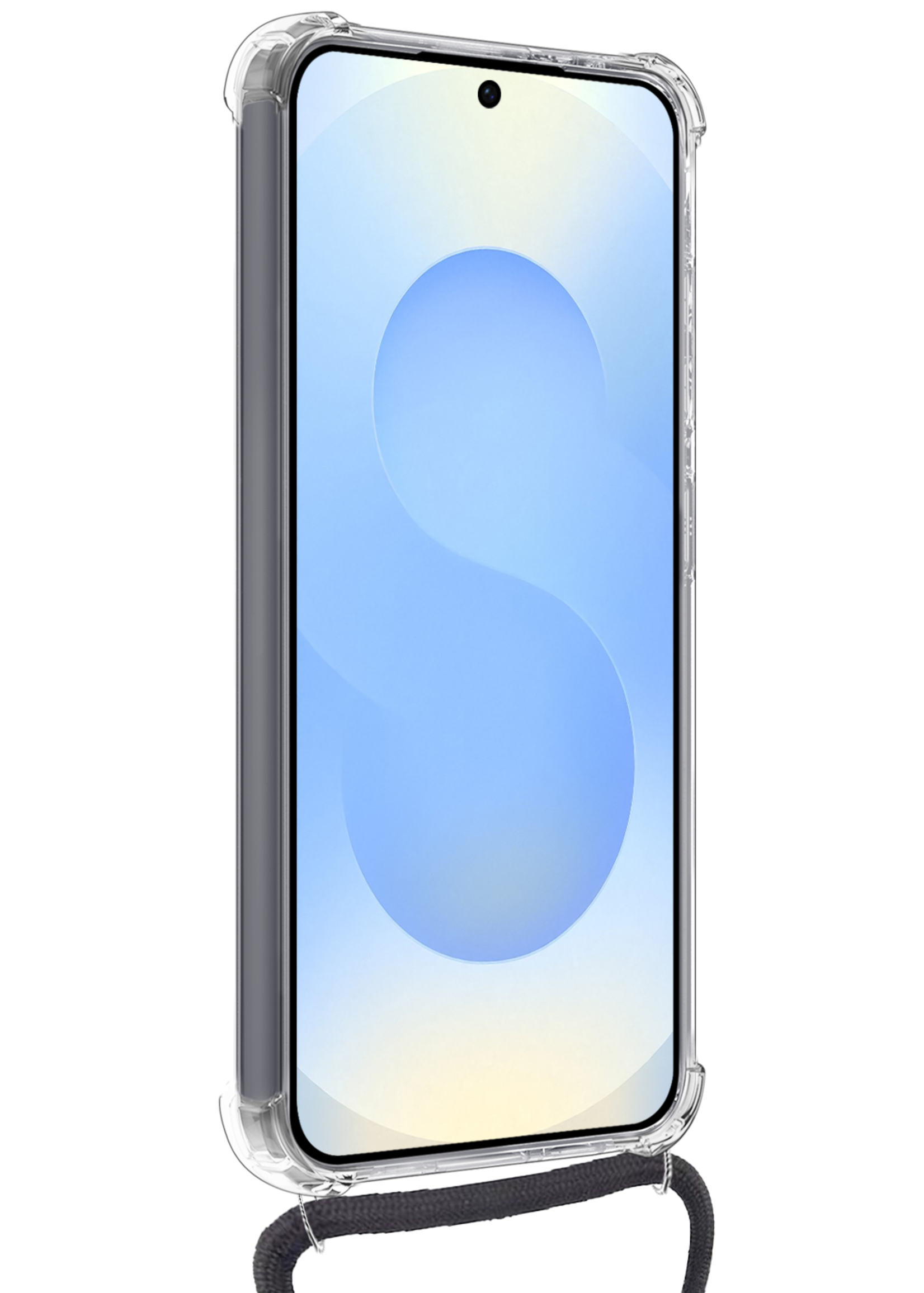 BTH BTH Samsung Galaxy S25 Edge Hoesje Transparant Shockproof Met Zwart Koord