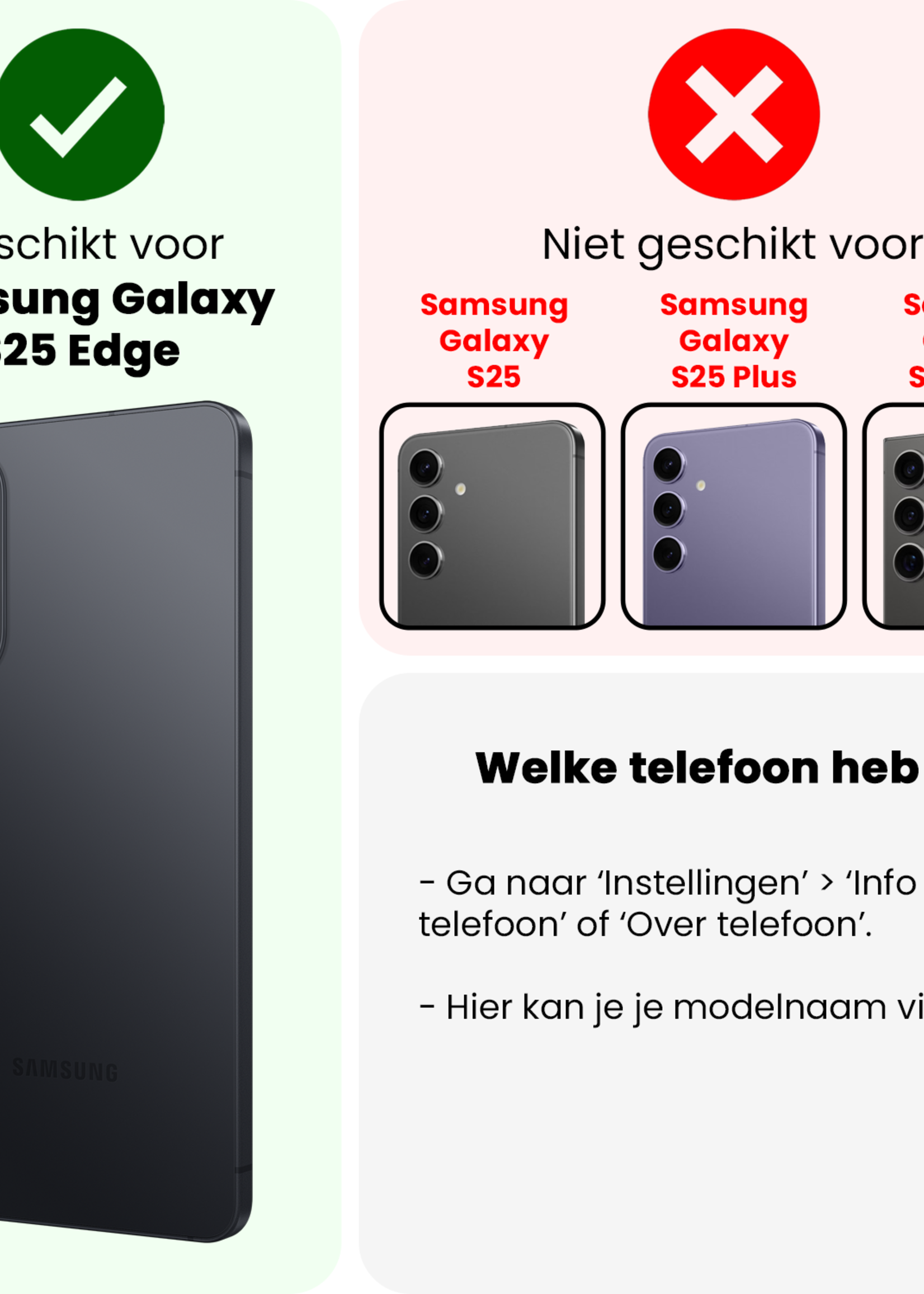 BTH BTH Samsung Galaxy S25 Edge Hoesje Transparant Shockproof Met Zwart Koord