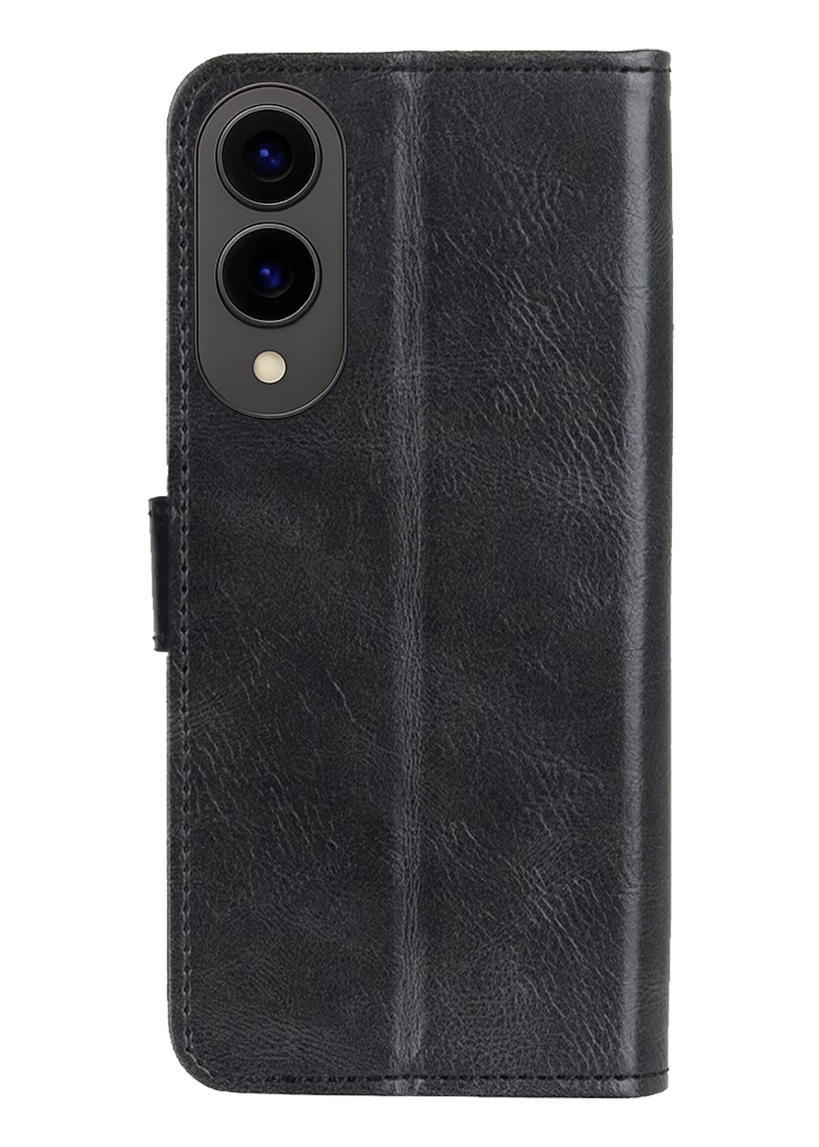 BTH BTH Samsung Galaxy S25 Edge Hoesje Bookcase Met 2x Screenprotector - Zwart