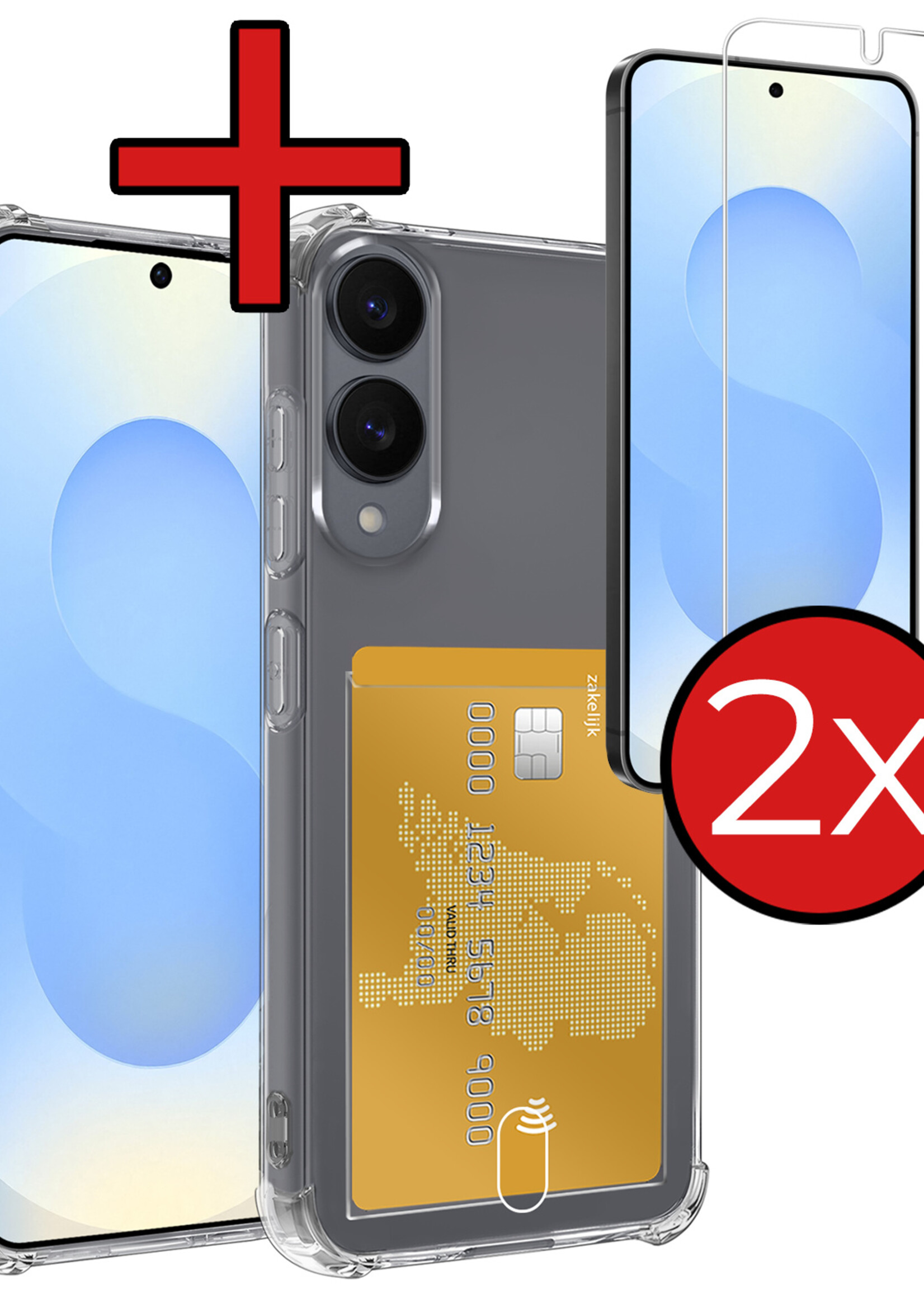 BTH BTH Samsung Galaxy S25 Edge Hoesje Pashouder Met 2x Screenprotector