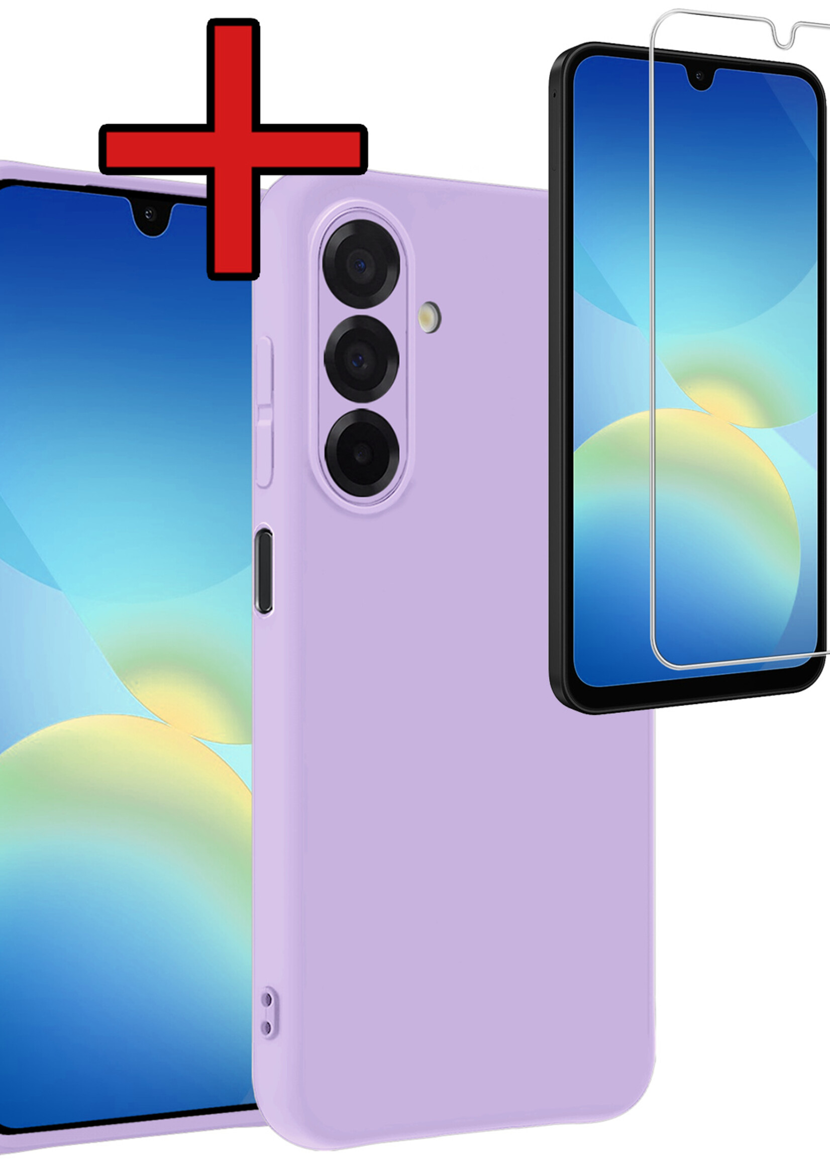 BTH BTH Samsung Galaxy A26 Hoesje Siliconen Met Screenprotector - Lila