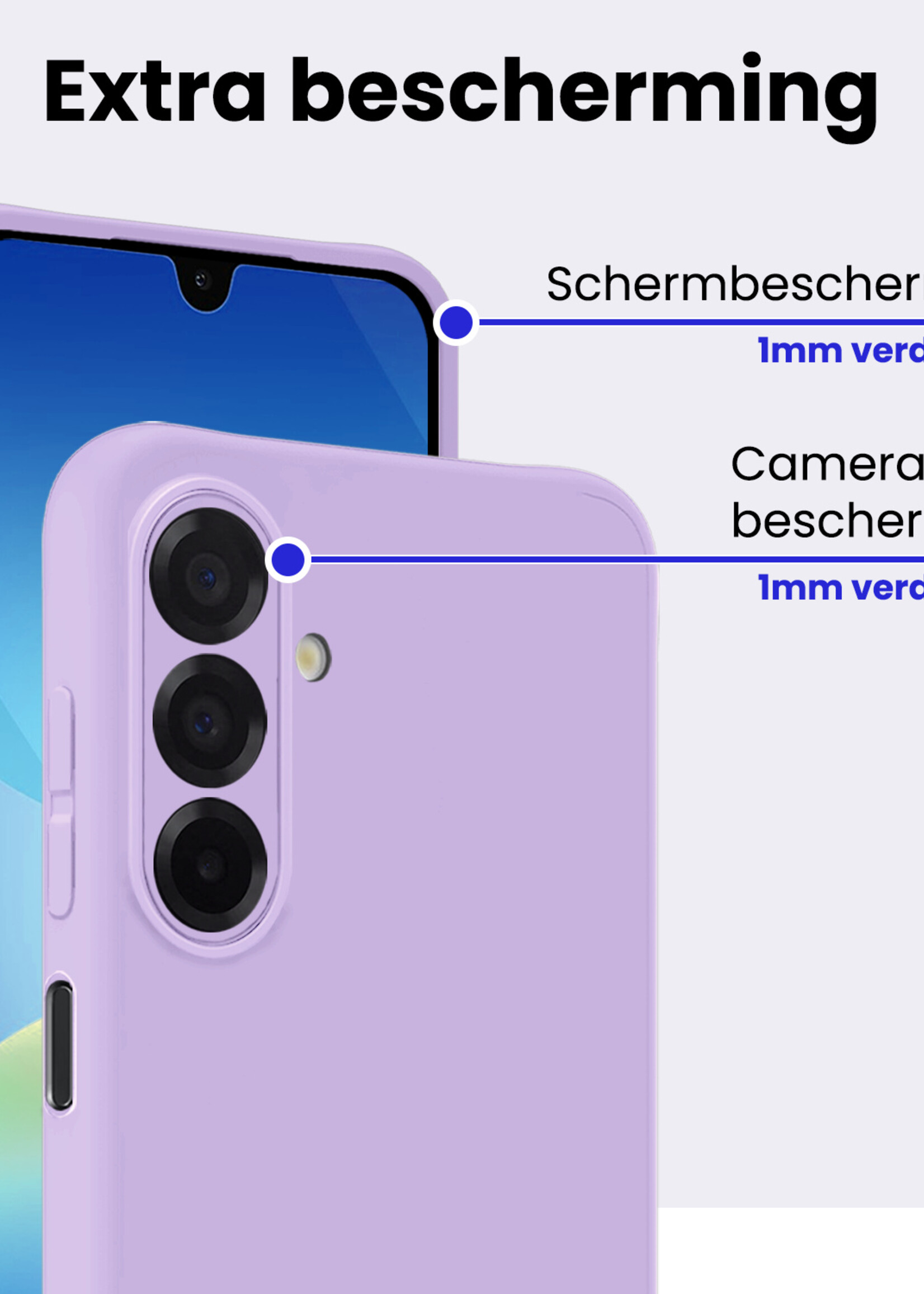 BTH BTH Samsung Galaxy A26 Hoesje Siliconen Met Screenprotector - Lila