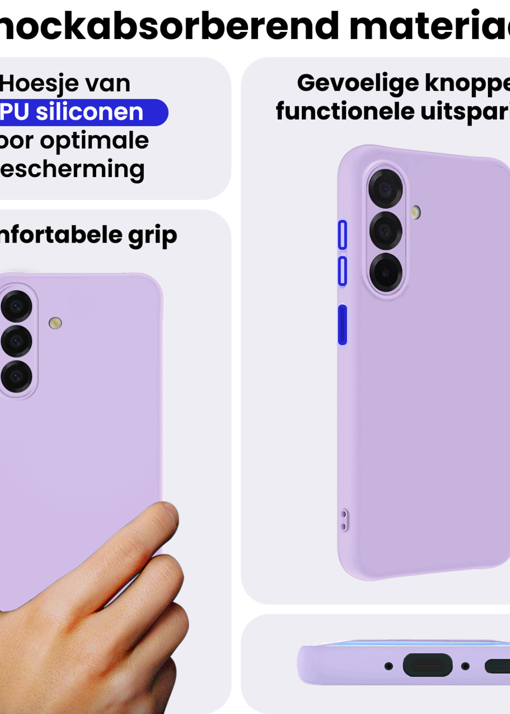 BTH BTH Samsung Galaxy A26 Hoesje Siliconen Met Screenprotector - Lila