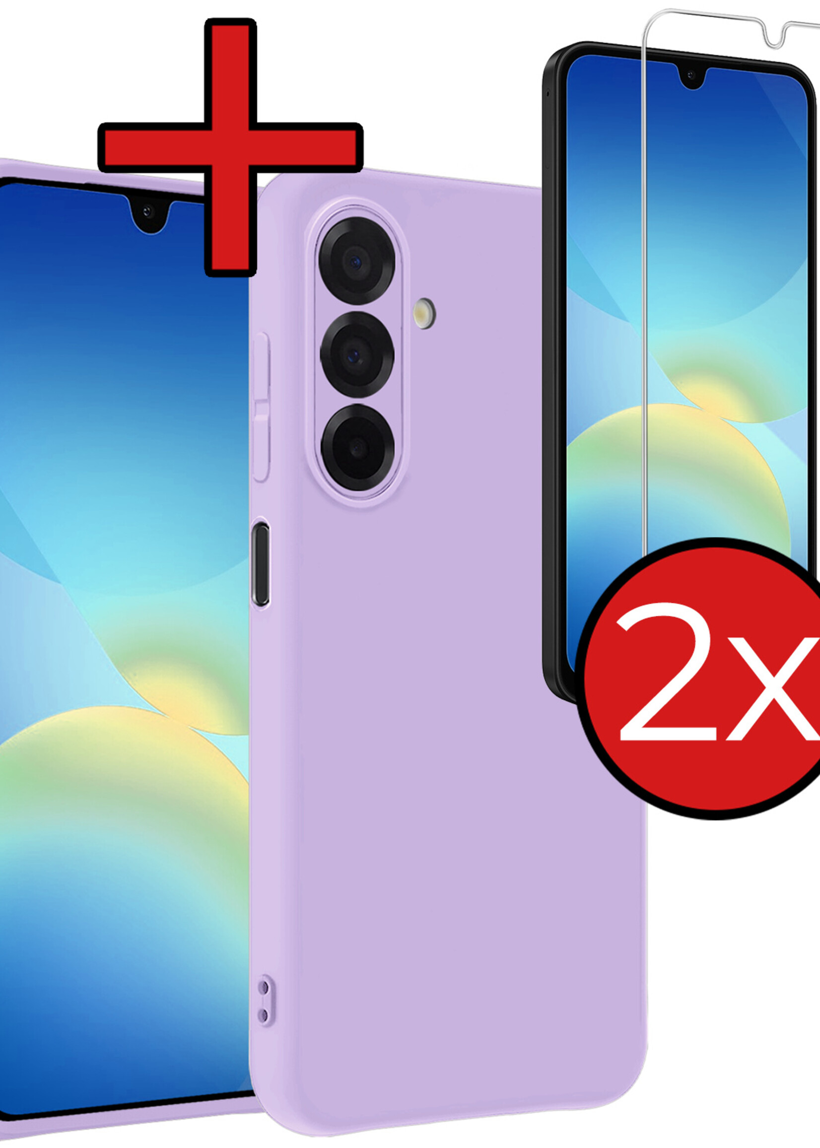 BTH BTH Samsung Galaxy A26 Hoesje Siliconen Met 2x Screenprotector - Lila