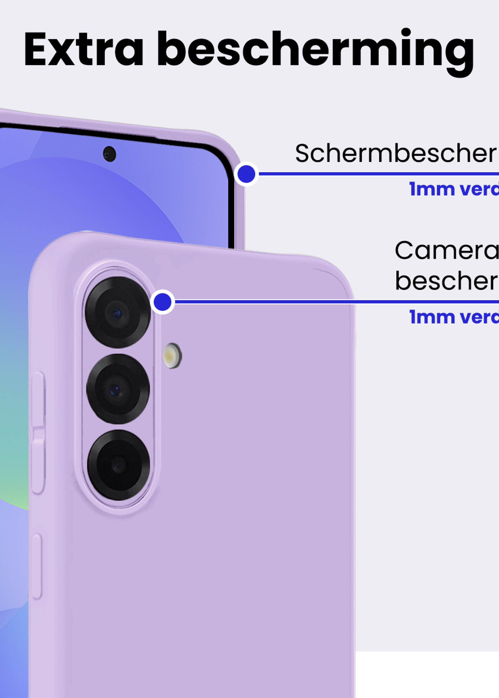 BTH BTH Samsung Galaxy A36 Hoesje Siliconen - Lila - 2 PACK