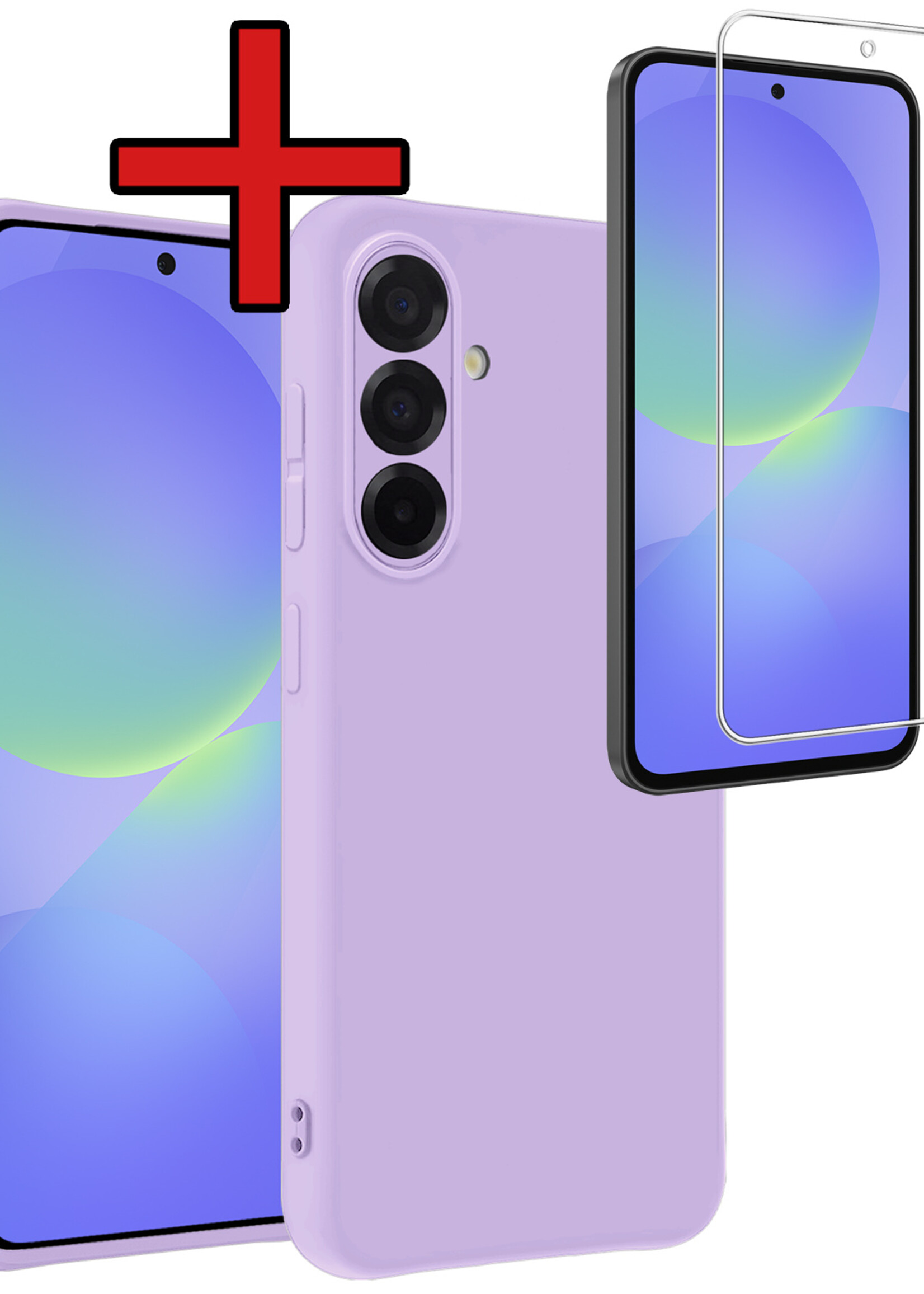 BTH BTH Samsung Galaxy A36 Hoesje Siliconen Met Screenprotector - Lila