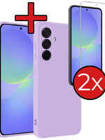 BTH BTH Samsung Galaxy A36 Hoesje Siliconen Met 2x Screenprotector - Lila