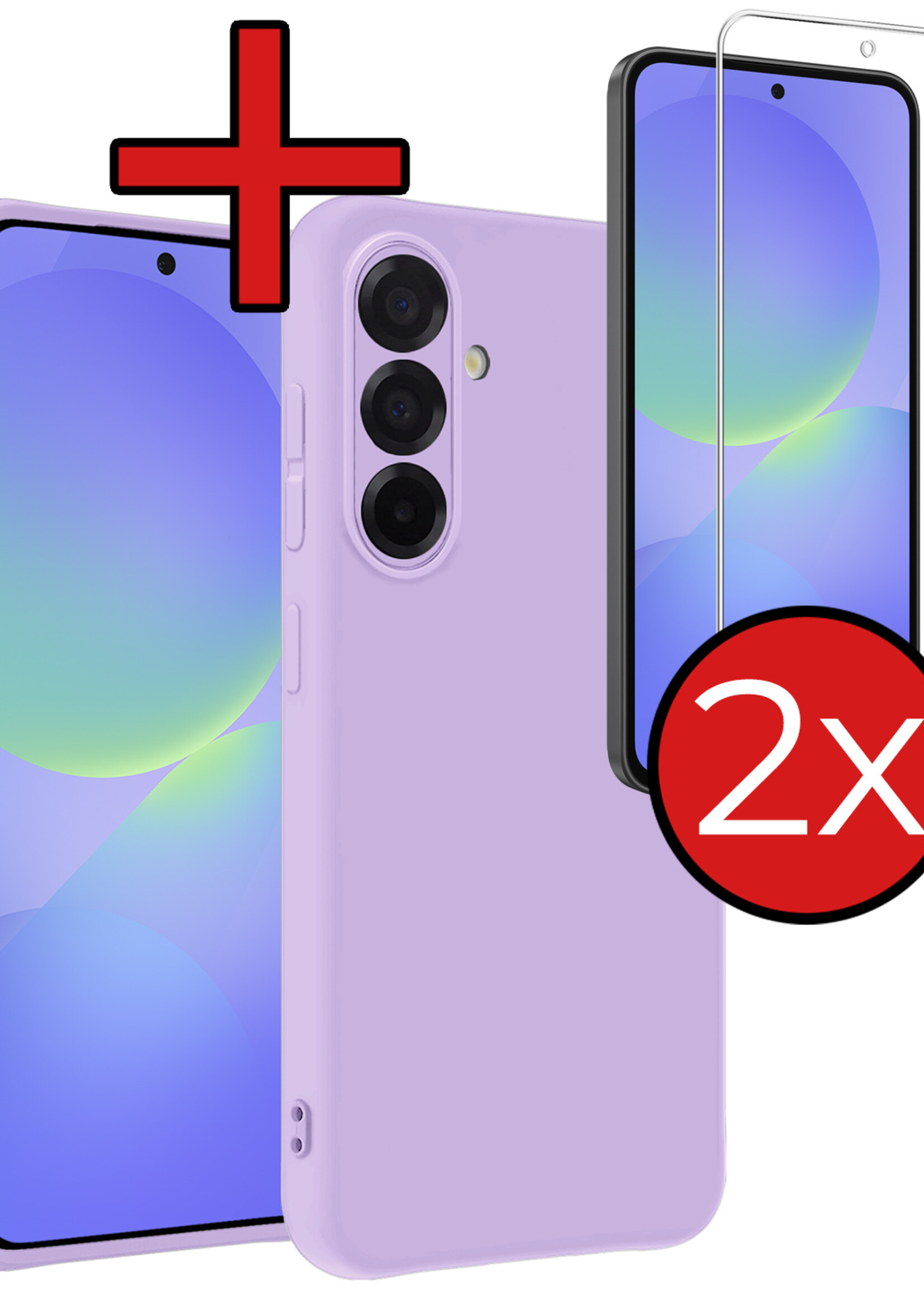 BTH BTH Samsung Galaxy A36 Hoesje Siliconen Met 2x Screenprotector - Lila