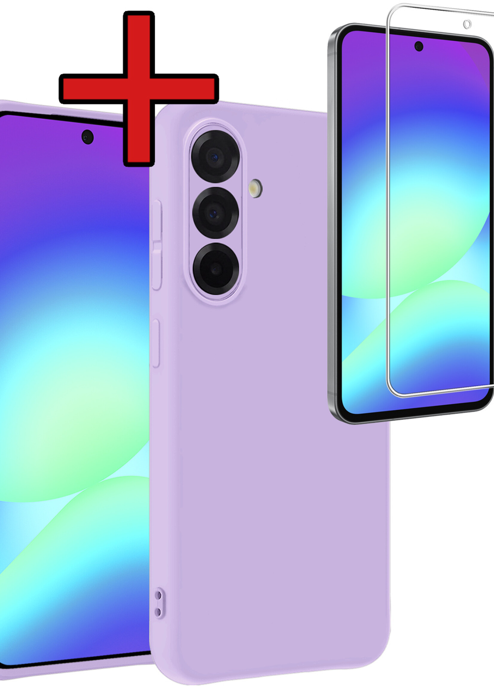 BTH BTH Samsung Galaxy A56 Hoesje Siliconen Met Screenprotector - Lila