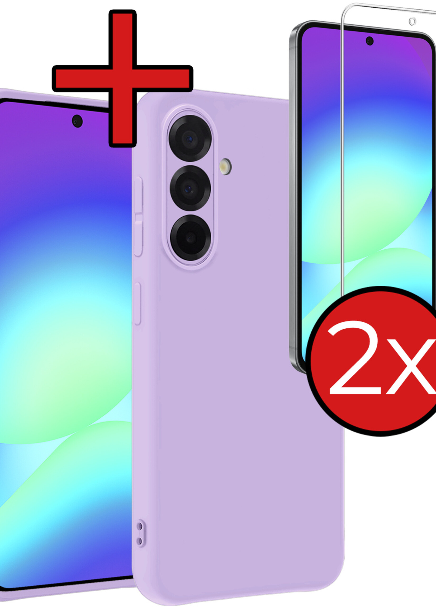 BTH BTH Samsung Galaxy A56 Hoesje Siliconen Met 2x Screenprotector - Lila