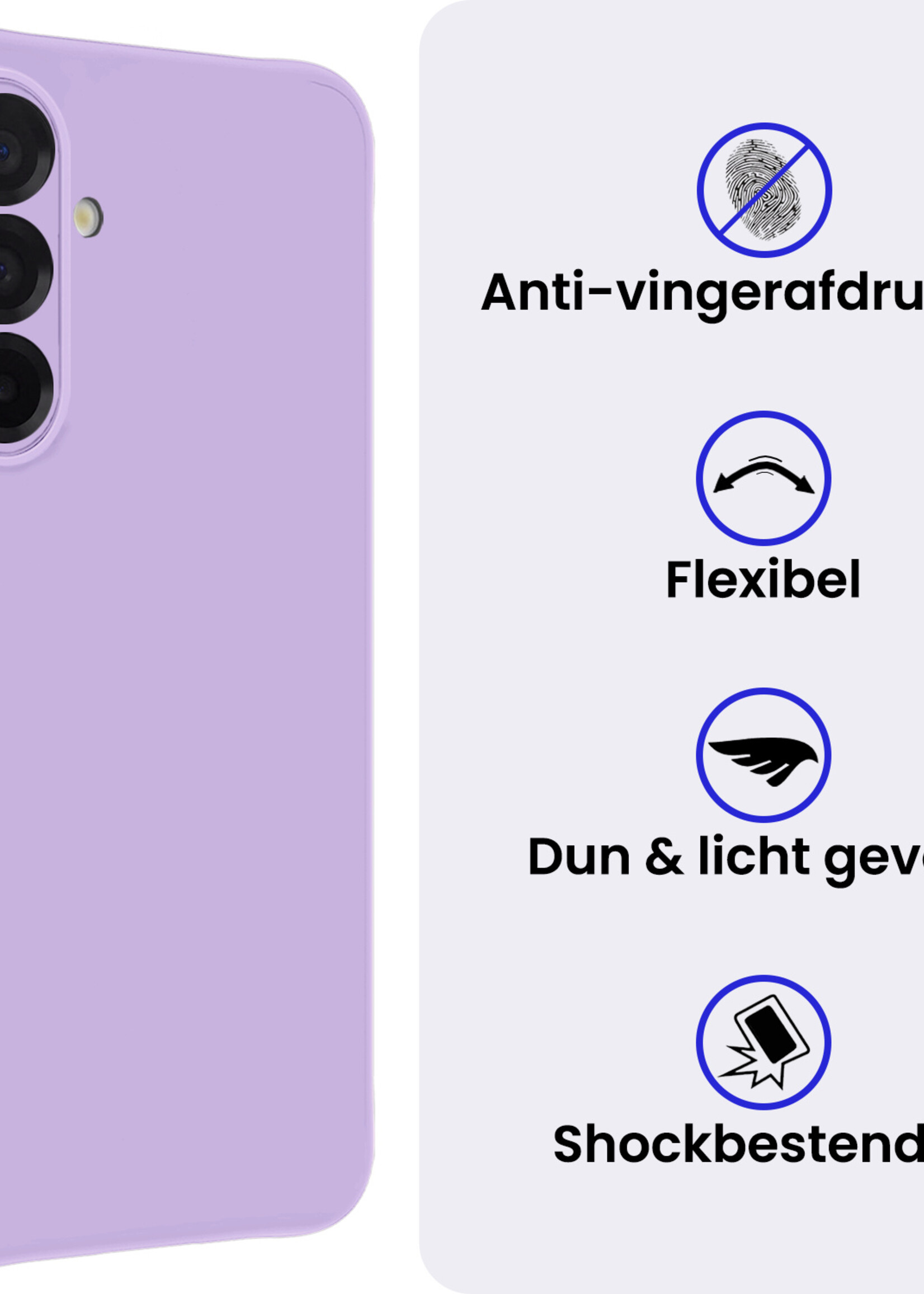 BTH BTH Samsung Galaxy A56 Hoesje Siliconen Met 2x Screenprotector - Lila