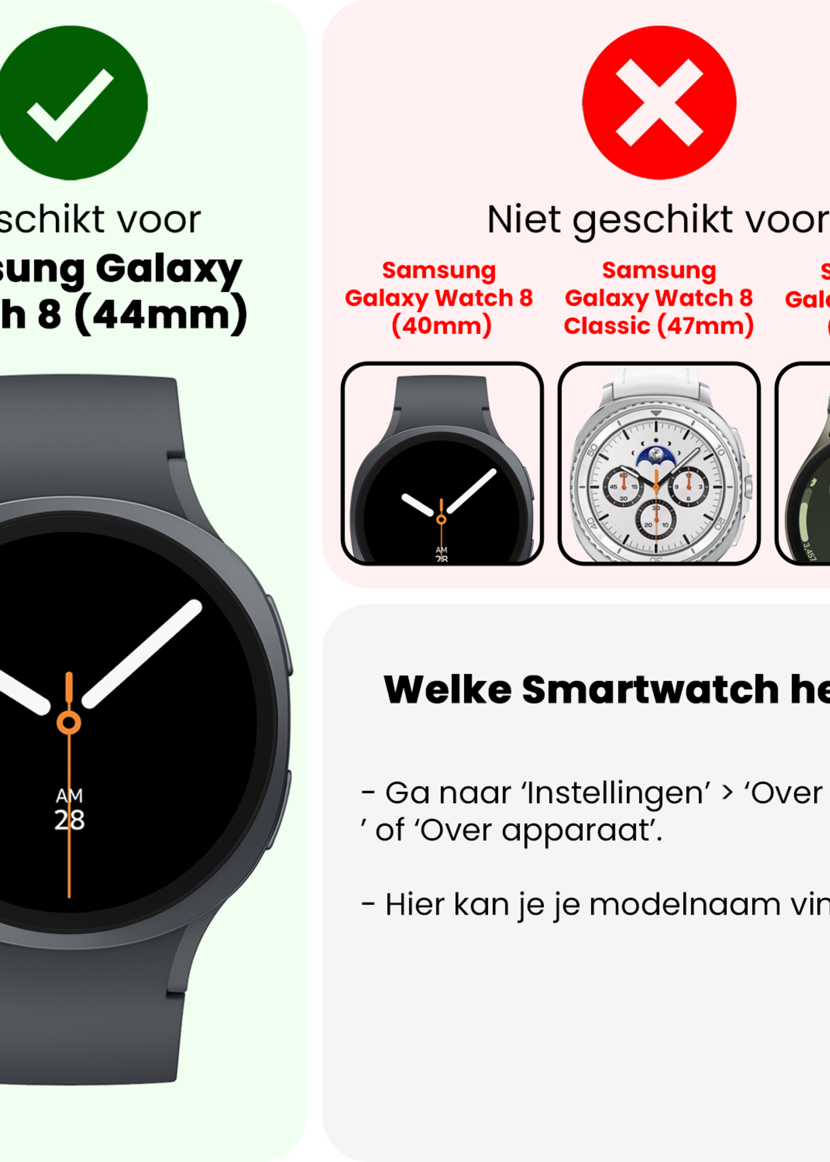 BTH BTH Samsung Galaxy Watch 8 (44 mm) Screenprotector - 2 PACK