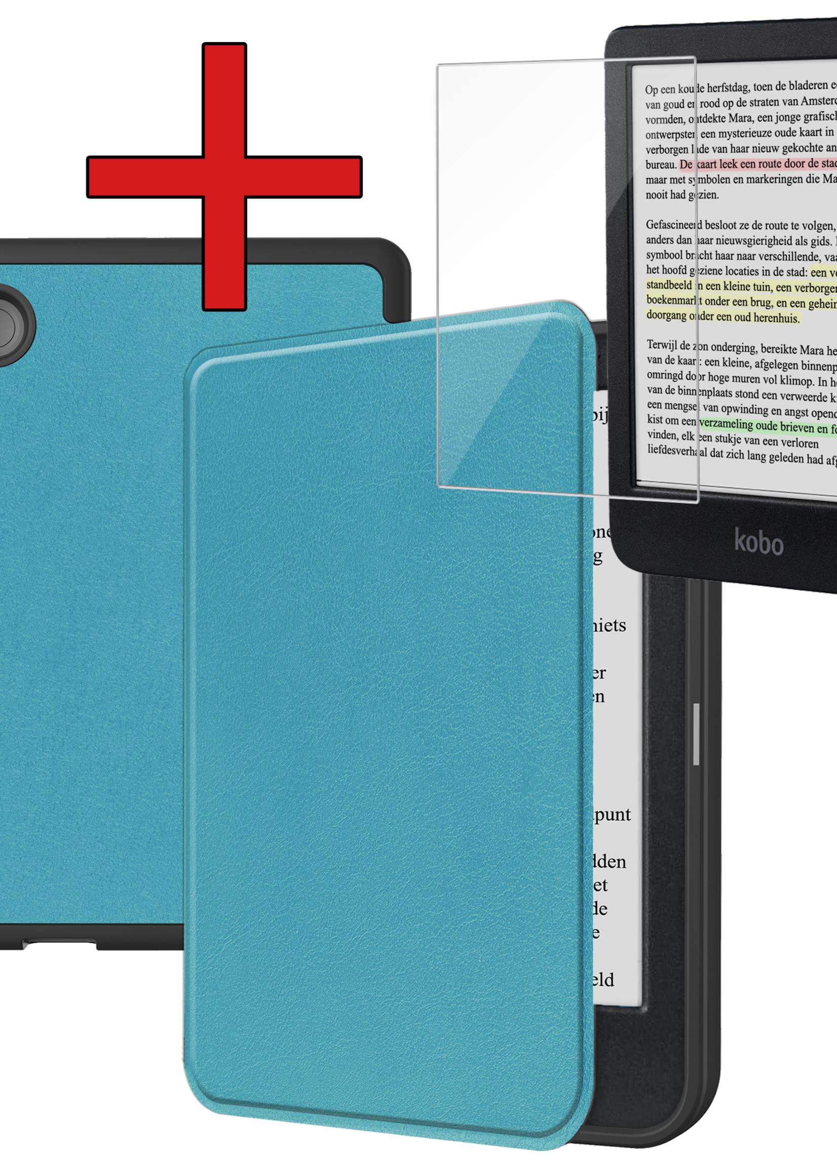 BTH BTH Kobo Clara Colour Hoesje Met Screenprotector - Turquoise