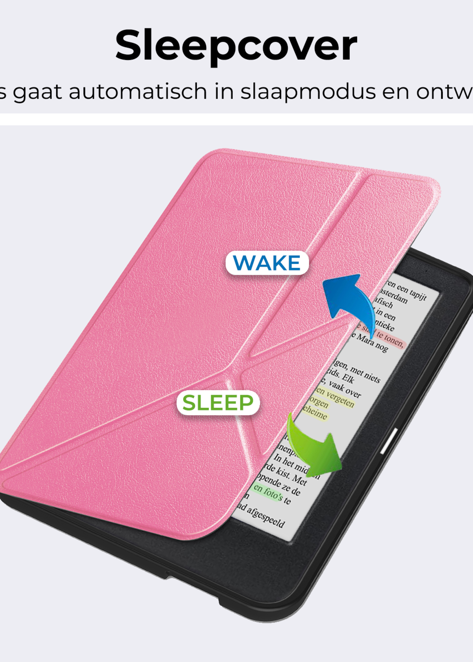 BTH BTH Kobo Clara Colour Hoesje Trifold - Roze