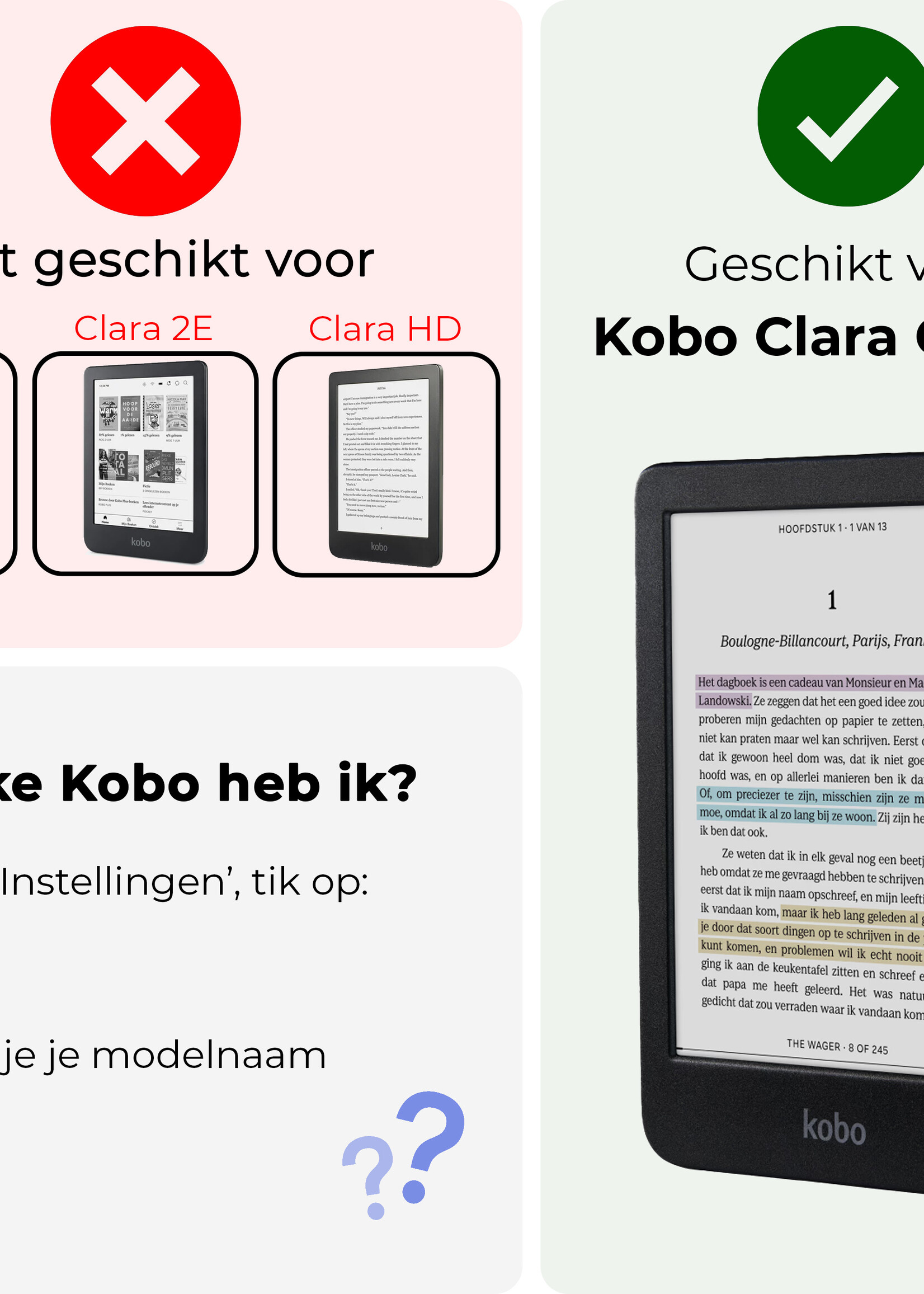 BTH BTH Kobo Clara Colour Hoesje Trifold - Roze