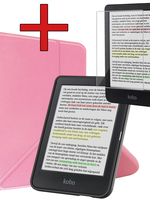 BTH BTH Kobo Clara Colour Hoesje Trifold Met Screenprotector - Roze
