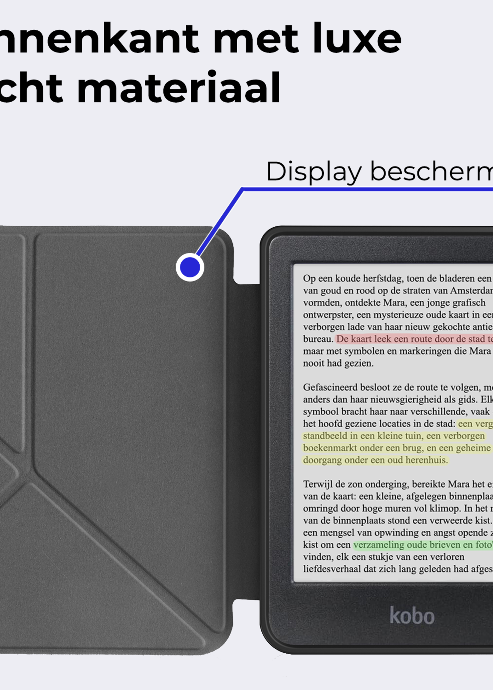 BTH BTH Kobo Clara Colour Hoesje Trifold Met Screenprotector - Roze