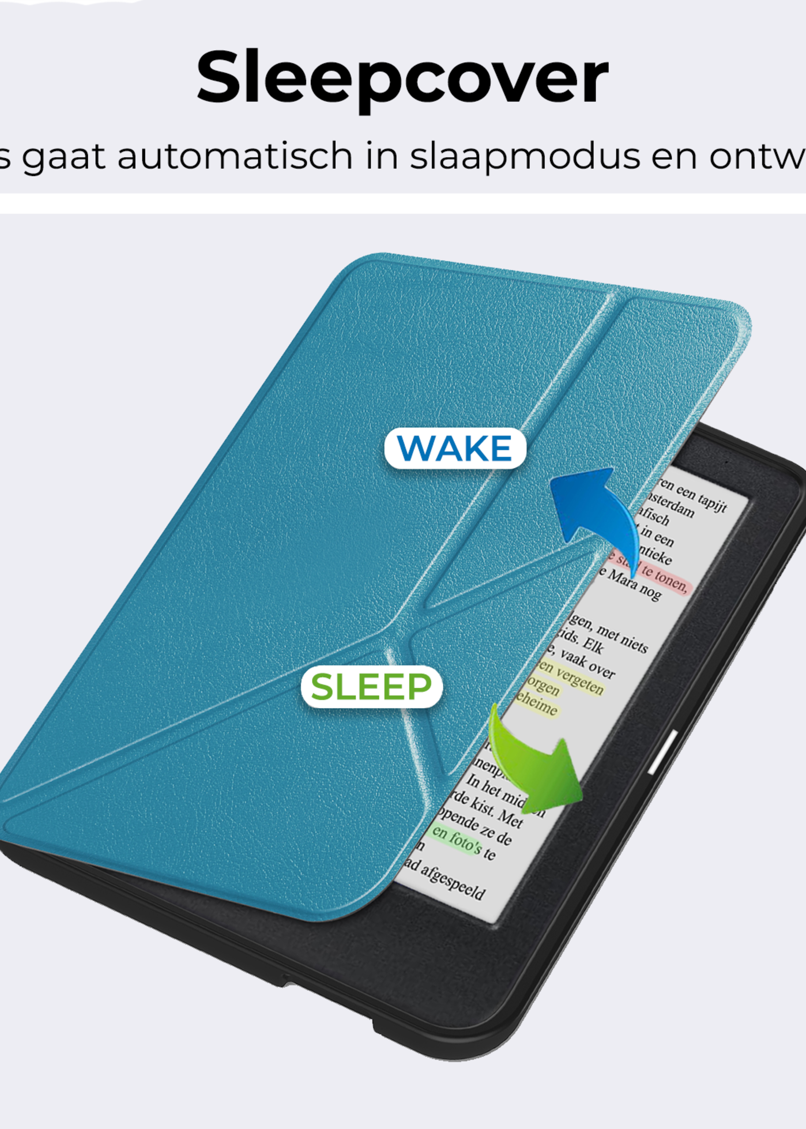 BTH BTH Kobo Clara Colour Hoesje Trifold Met Screenprotector - Turquoise