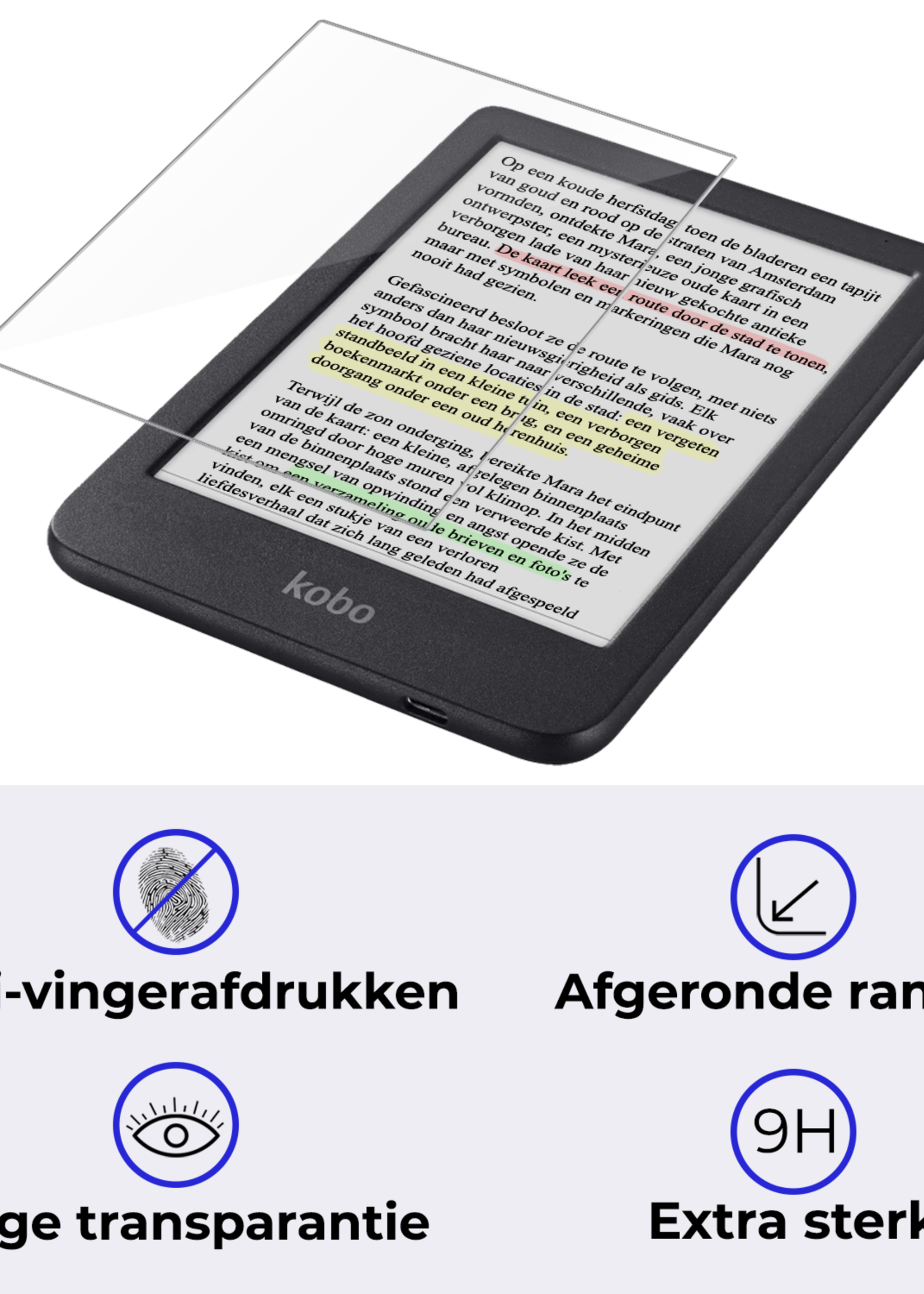 BTH BTH Kobo Clara Colour Hoesje Trifold Met Screenprotector - Turquoise