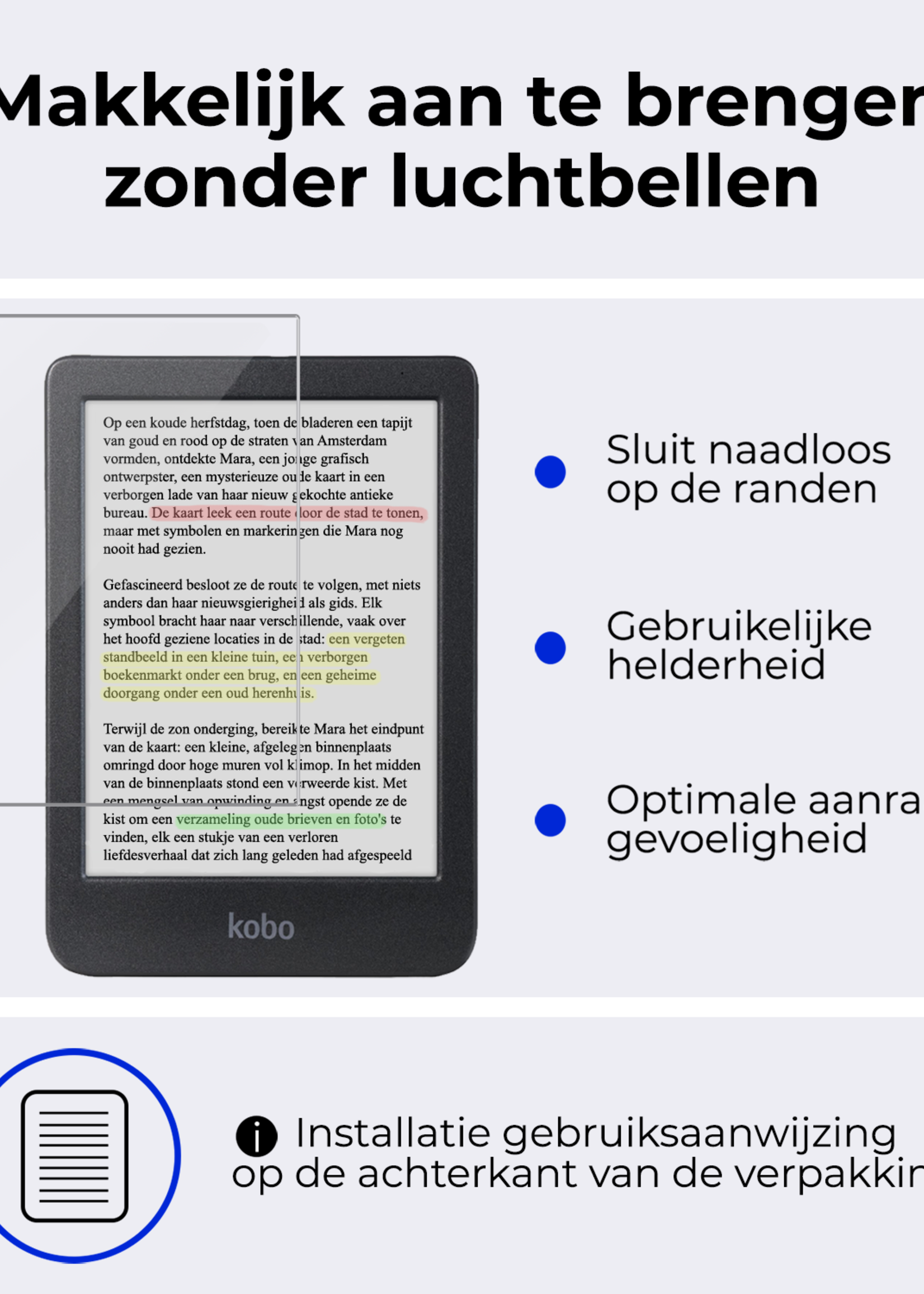 BTH BTH Kobo Clara Colour Hoesje Trifold Met Screenprotector - Turquoise