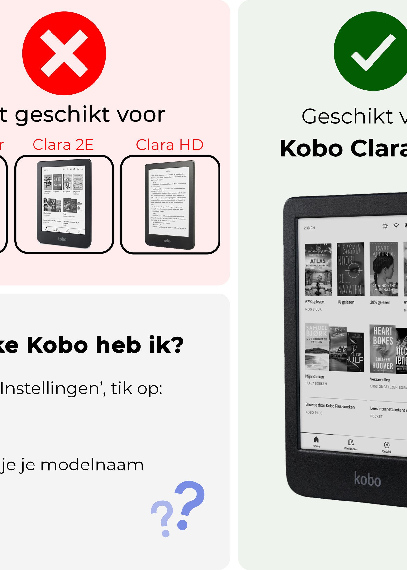 BTH BTH Kobo Clara BW Hoesje - Roze