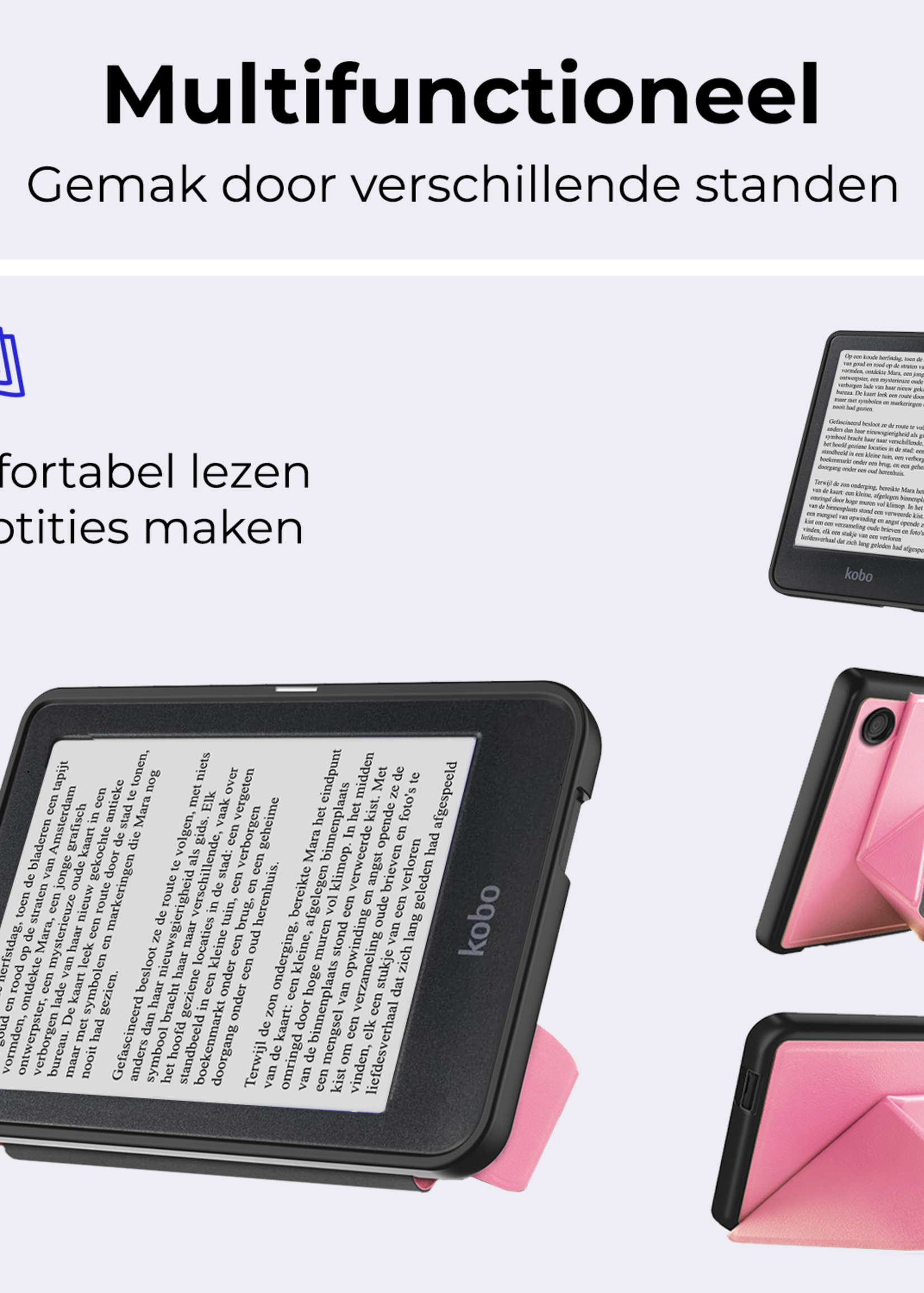 BTH BTH Kobo Clara BW Hoesje Trifold - Roze