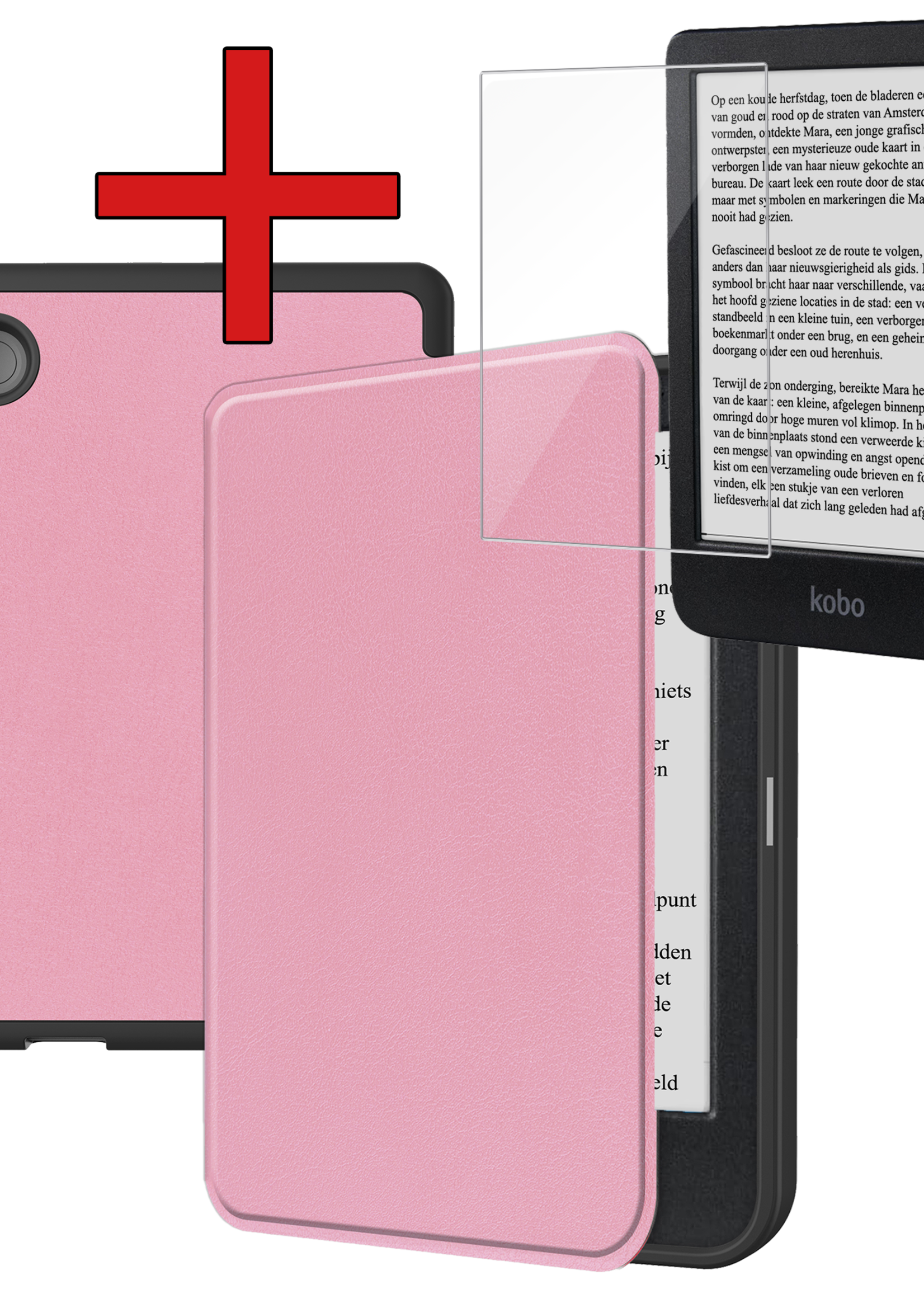 BTH BTH Kobo Clara BW Hoesje Met Screenprotector - Roze