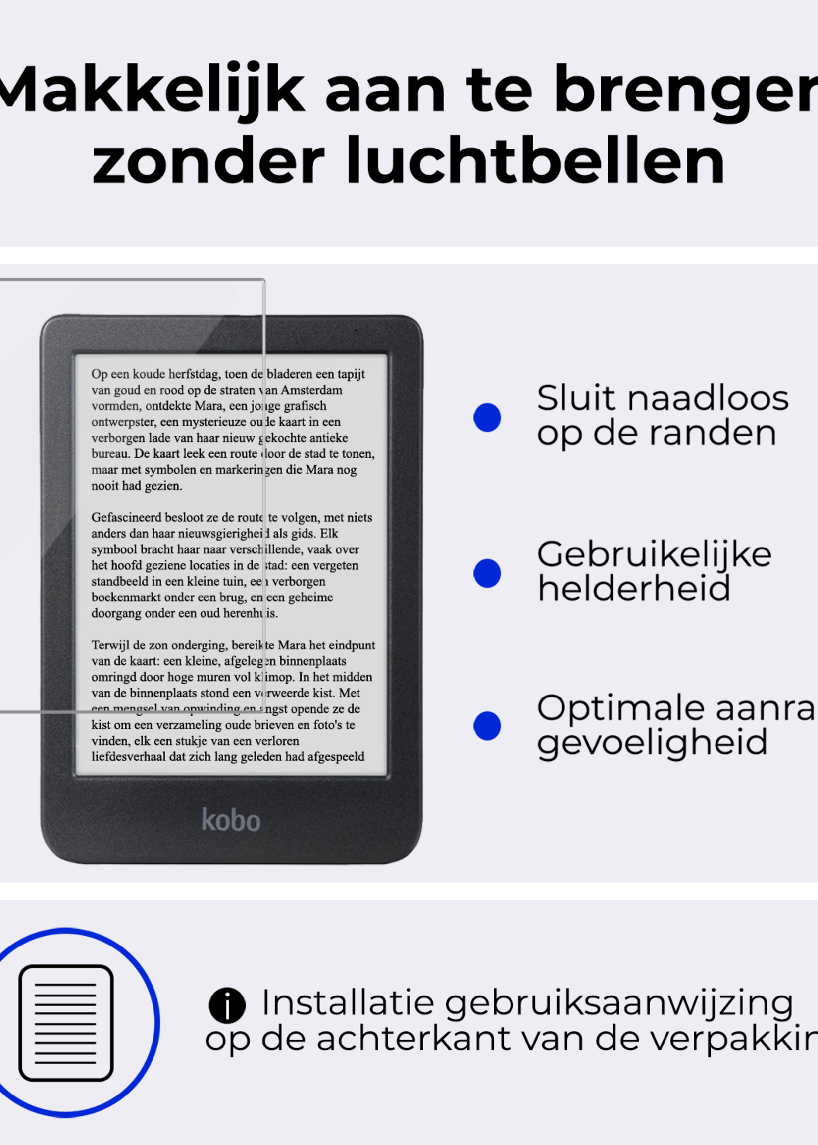 BTH BTH Kobo Clara BW Hoesje Trifold Met Screenprotector - Turquoise