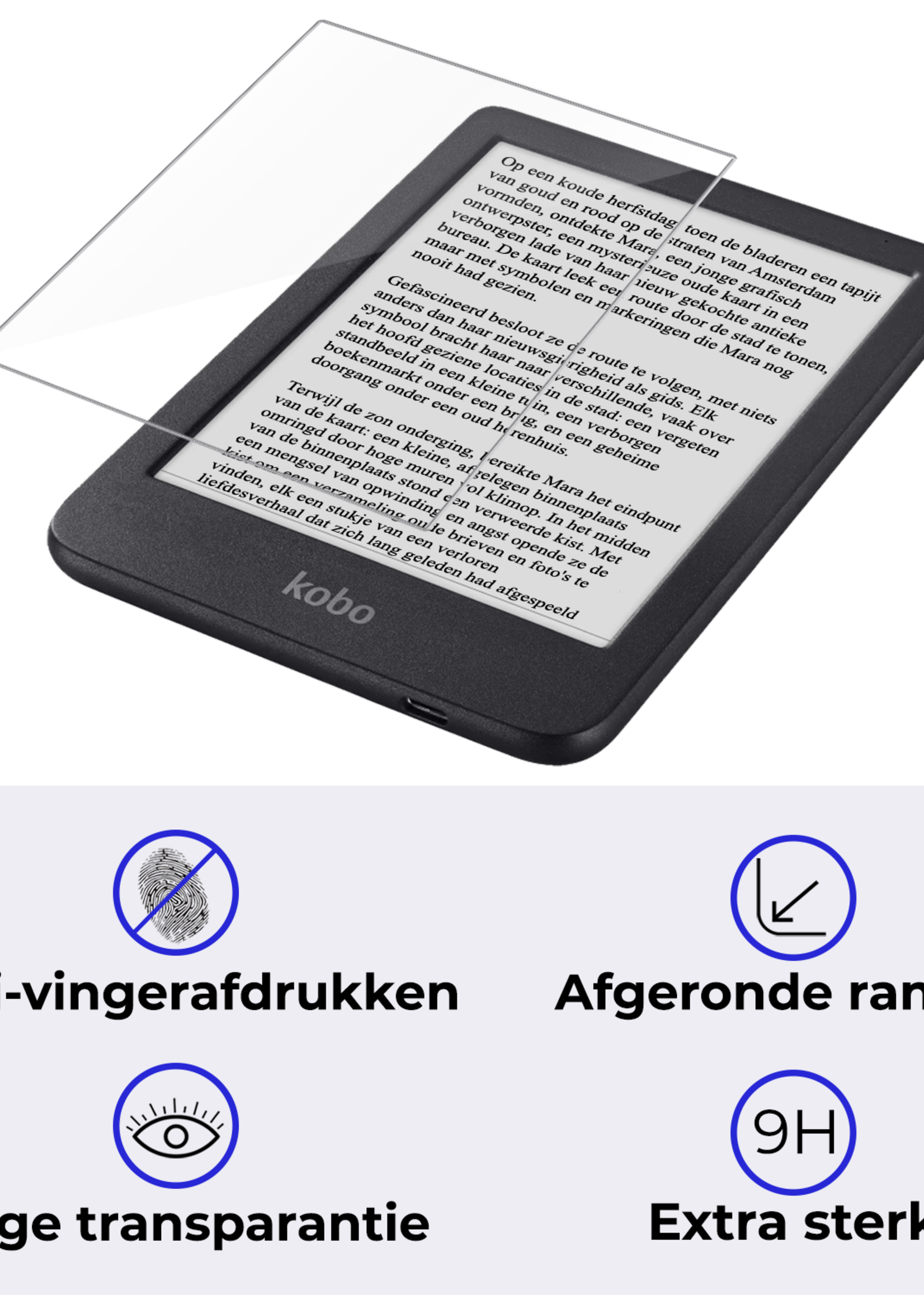 BTH BTH Kobo Clara BW Hoesje Trifold Met Screenprotector - Turquoise