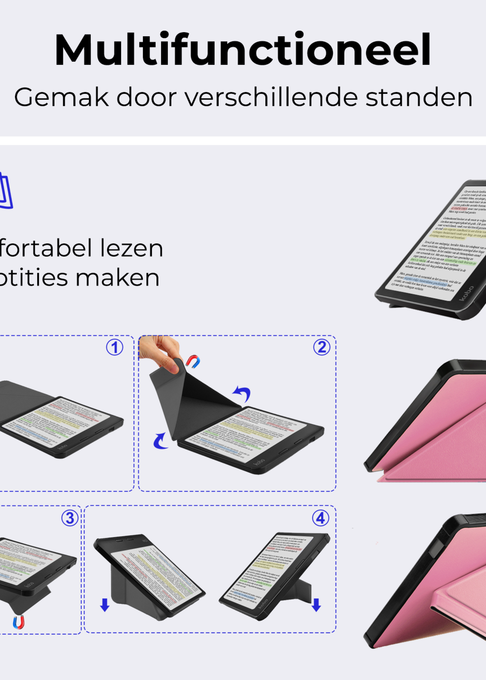 BTH BTH Kobo Libra Colour Hoesje - Roze