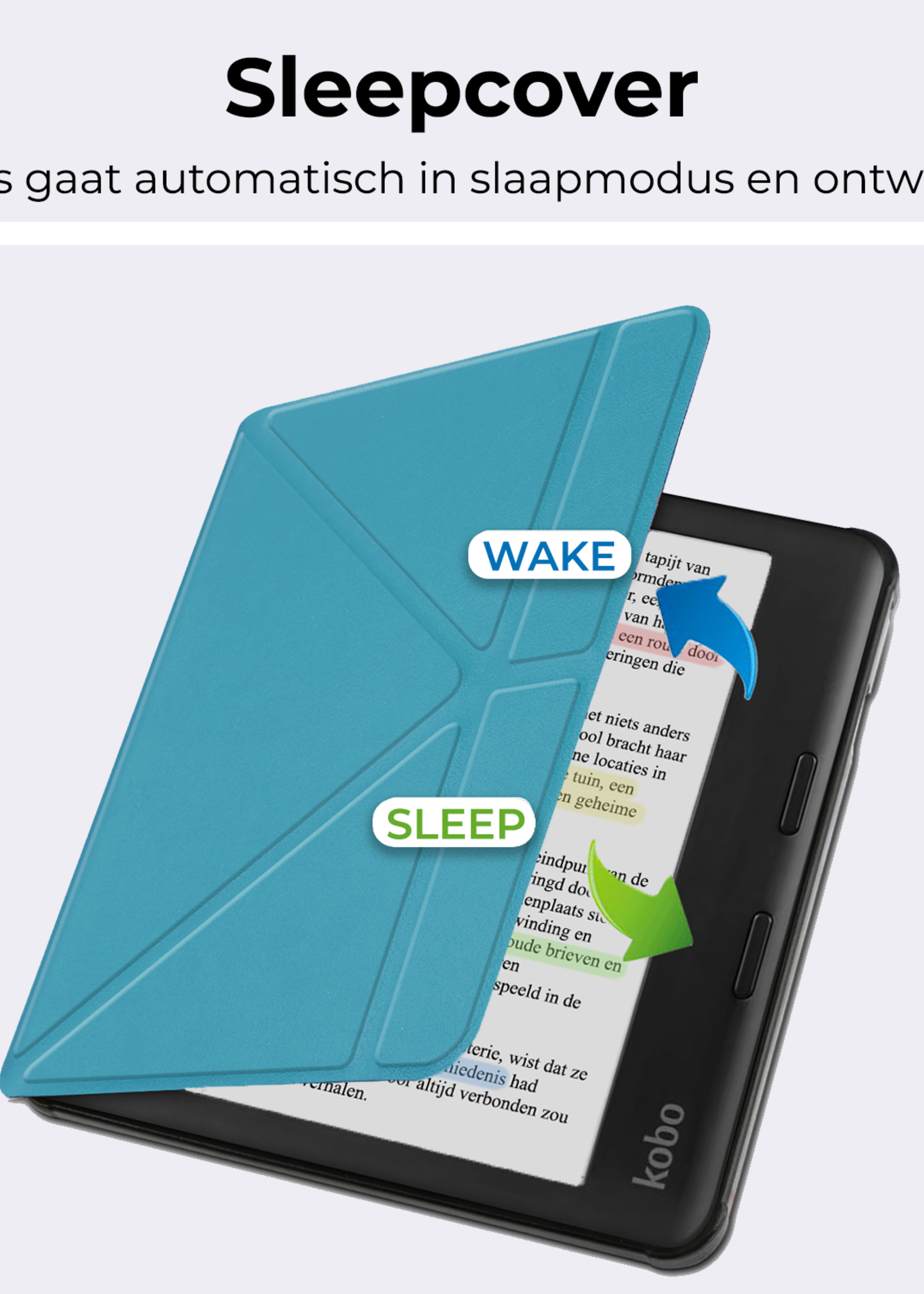 BTH BTH Kobo Libra Colour Hoesje Met Screenprotector - Turquoise
