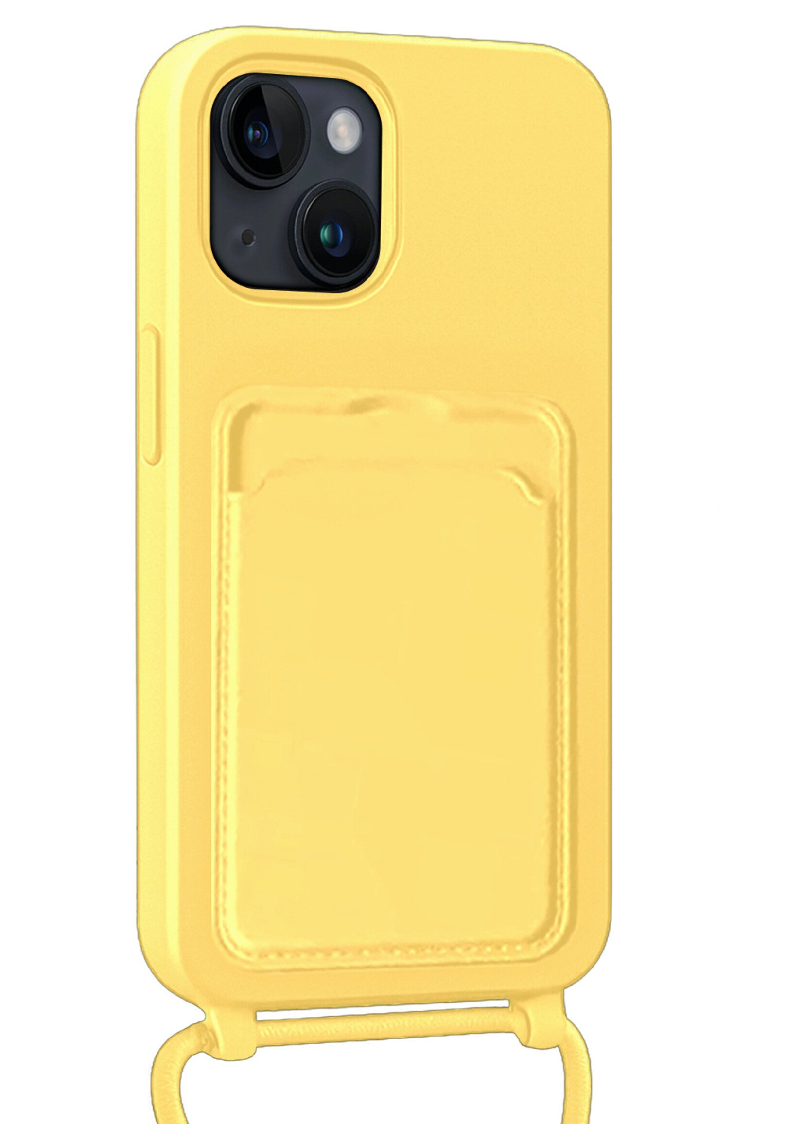 BTH BTH iPhone 13 Hoesje Pashouder met Koord - Geel - 2 PACK