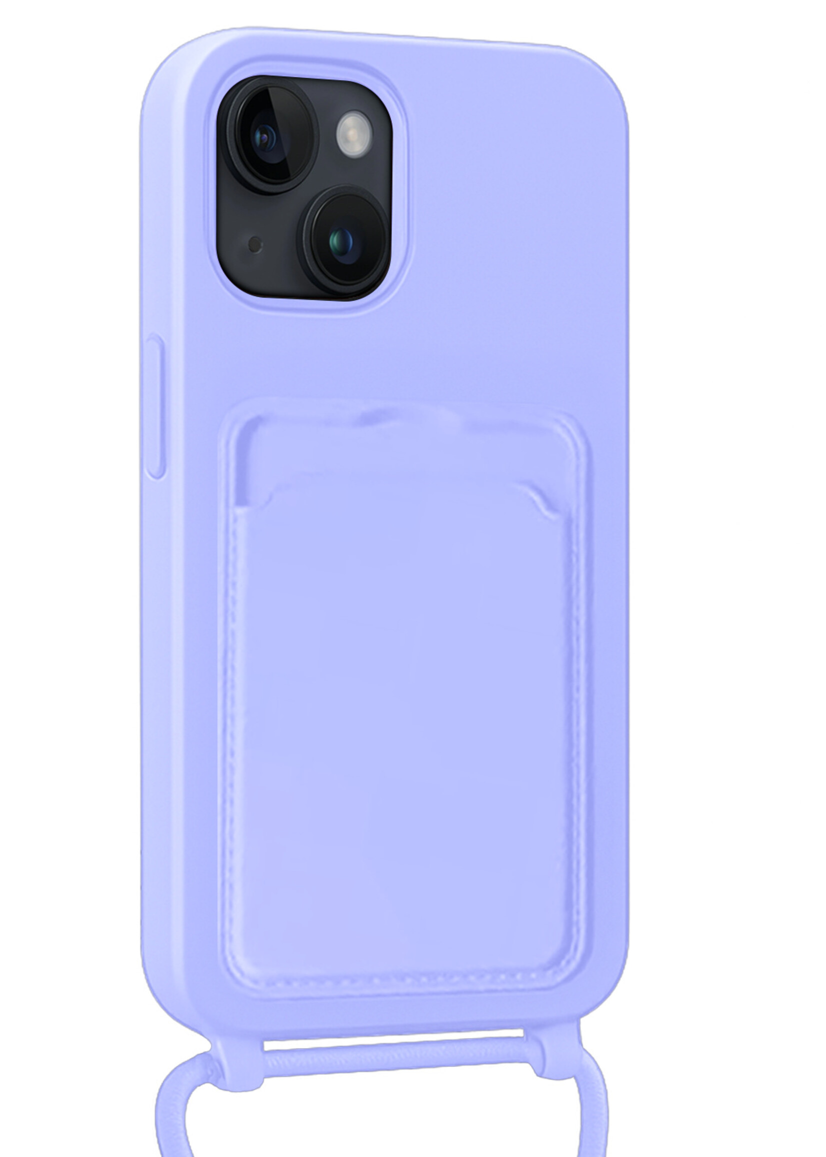 BTH BTH iPhone 13 Hoesje Pashouder met Koord - Lila