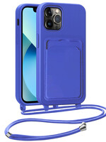 BTH BTH iPhone 13 Pro Hoesje Pashouder met Koord - Fel Blauw