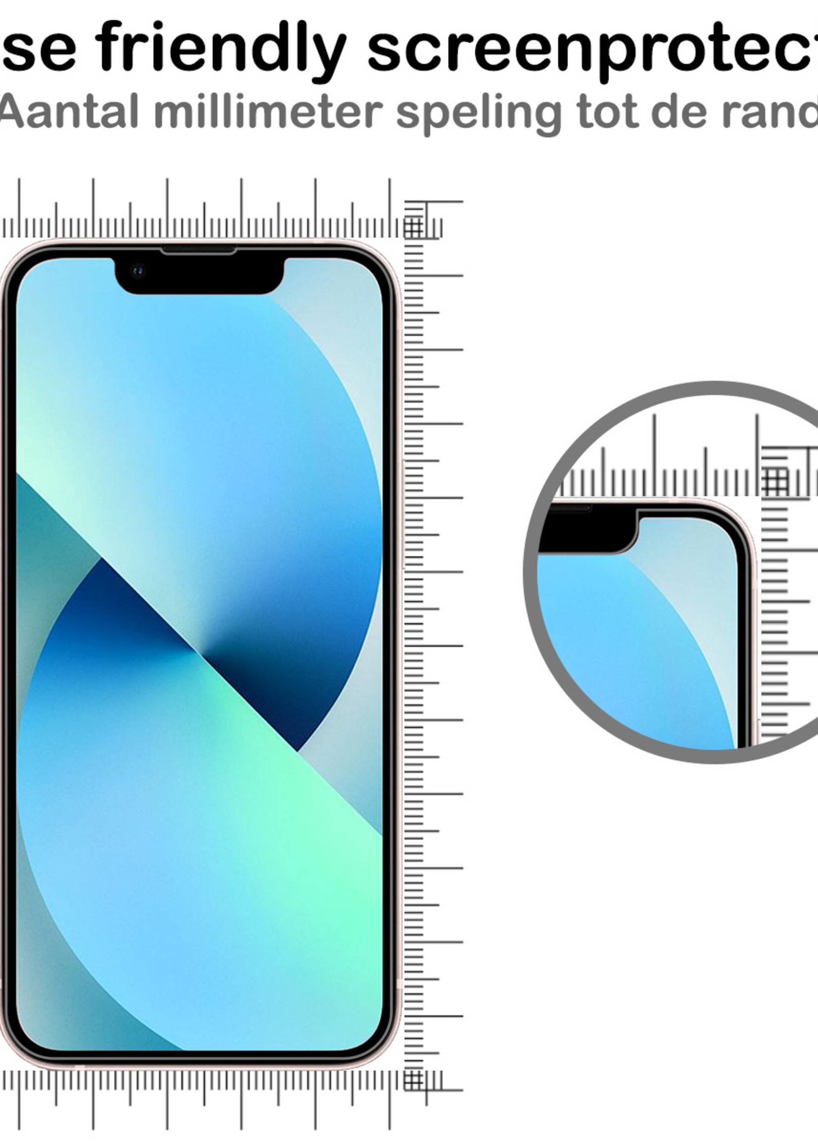BTH BTH iPhone 13 Pro Hoesje Pashouder met Koord Met Screenprotector - Fel Blauw
