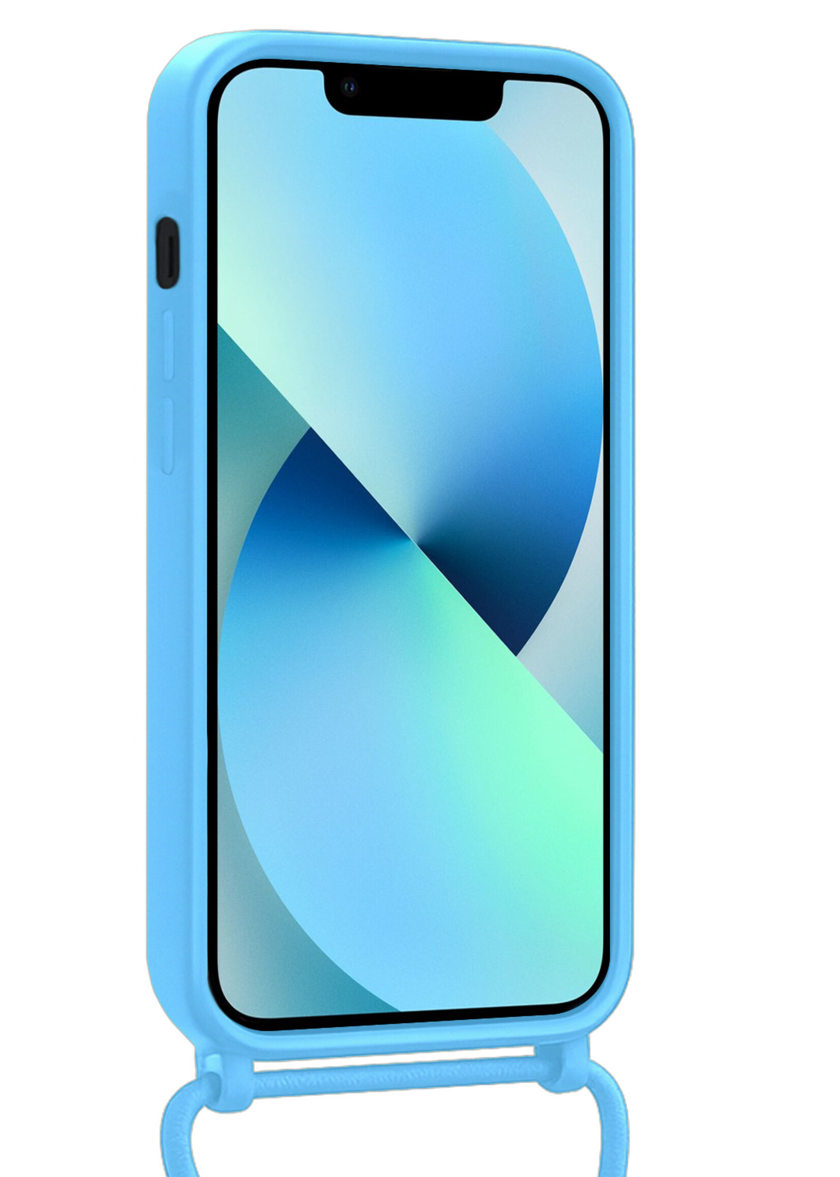 BTH BTH iPhone 13 Pro Hoesje Pashouder met Koord - Lichtblauw - 2 PACK