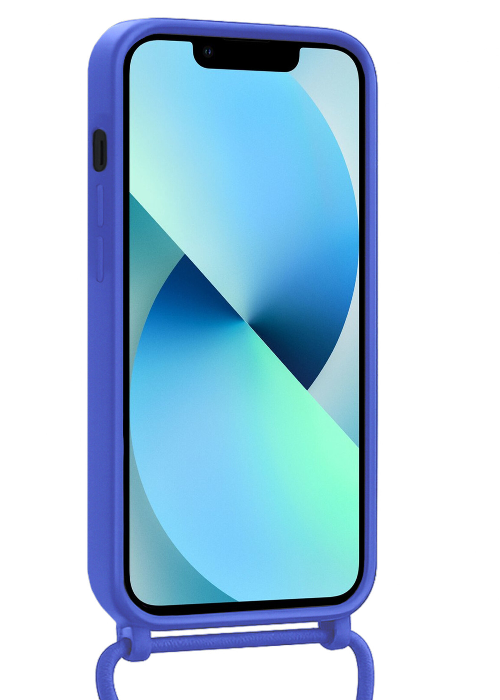 BTH BTH iPhone 13 Pro Max Hoesje Pashouder met Koord - Fel Blauw - 2 PACK